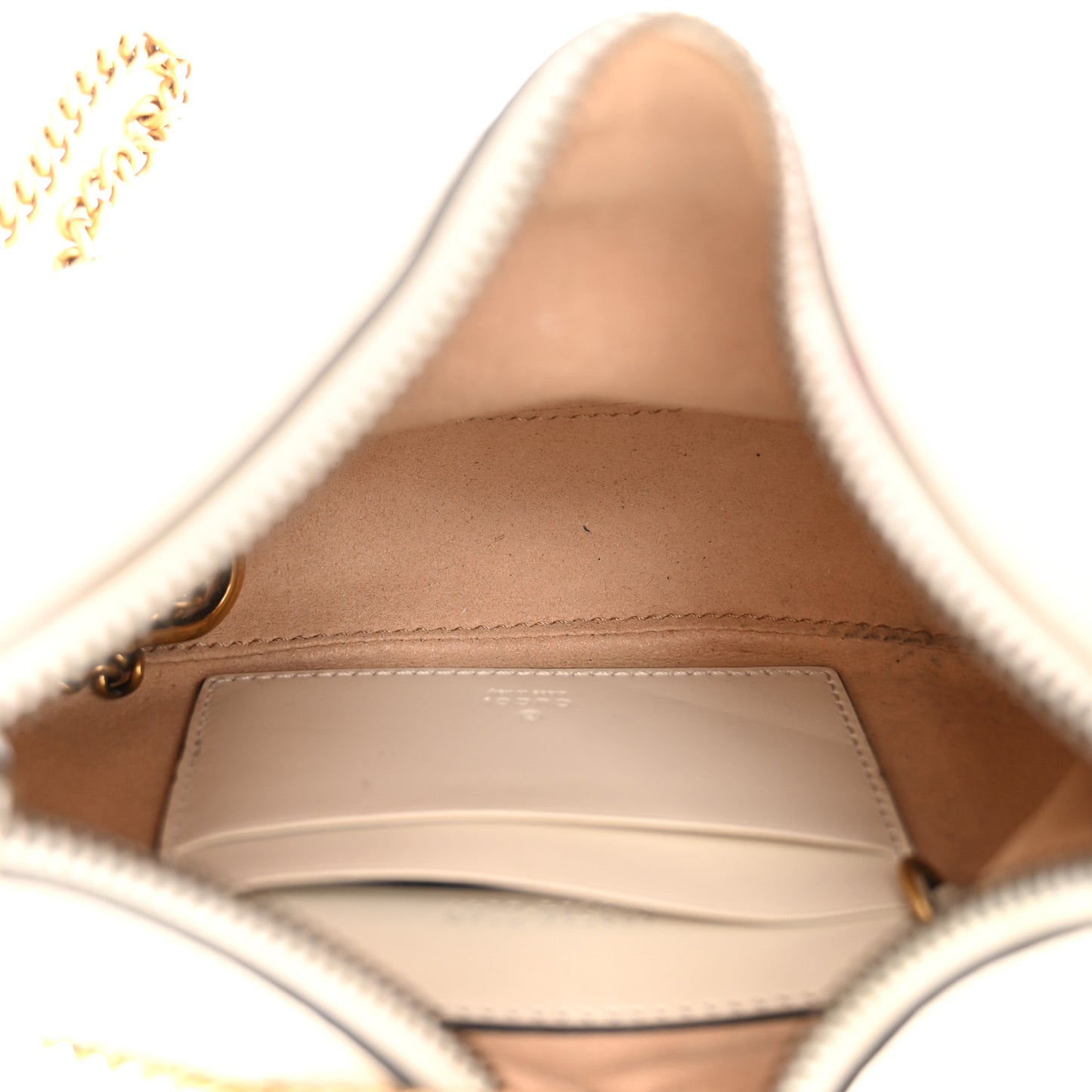 Calfskin Matelasse Chevron Mini GG Marmont Half Moon Hobo Mystic White