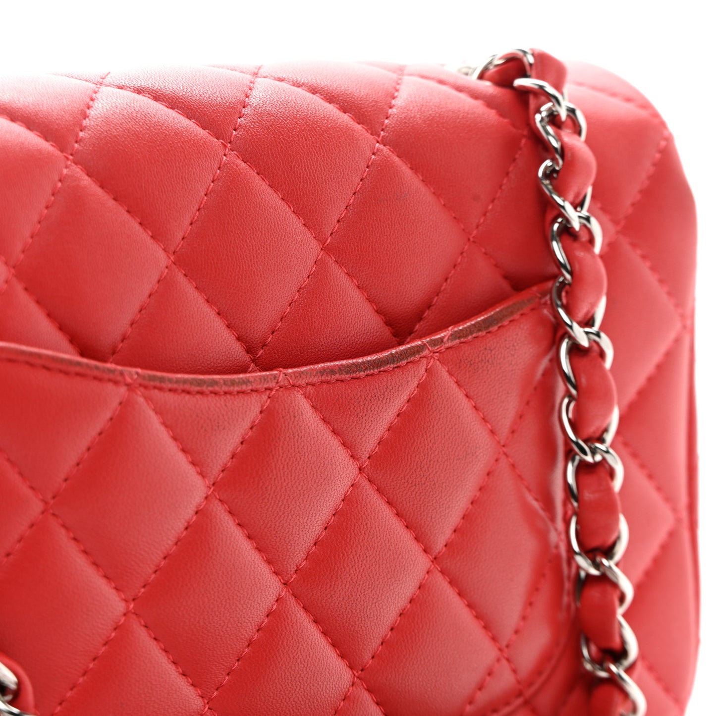 Lambskin Quilted Mini Rectangular Flap Pink