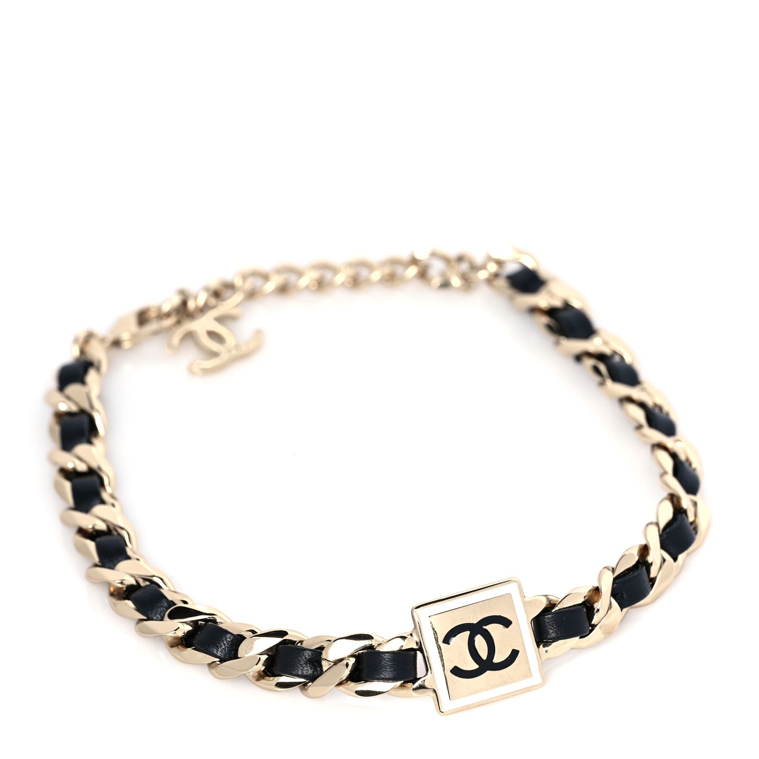 Chanel Metal Lambskin CC Square Choker Gold Black White 1 of 6