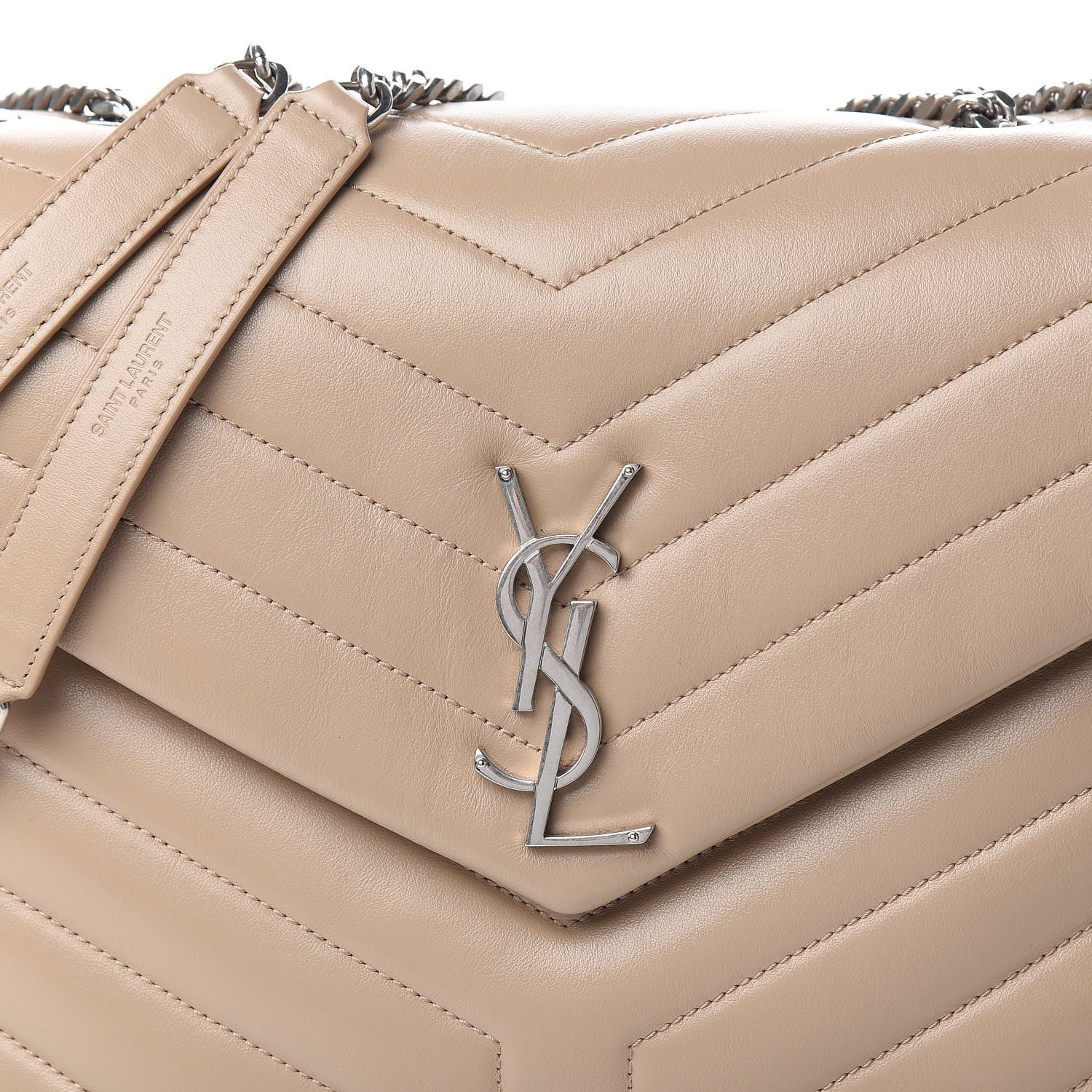 Saint Laurent Calfskin Y Quilted Monogram Medium Loulou Chain Satchel Dark Beige 6 of 10