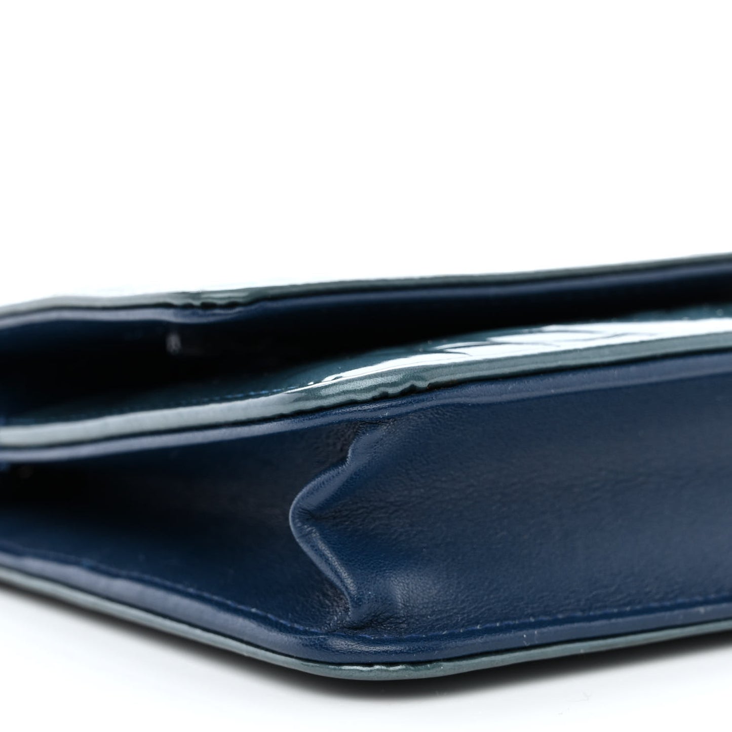 Patent Camellia Wallet on Chain WOC Royal Blue
