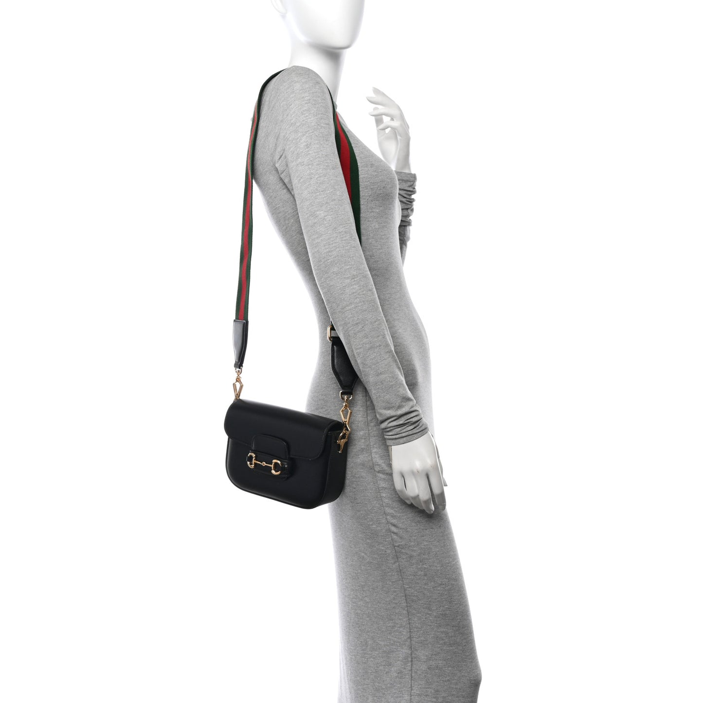 Azalea Calfskin Web Mini Horsebit 1955 Shoulder Bag Black