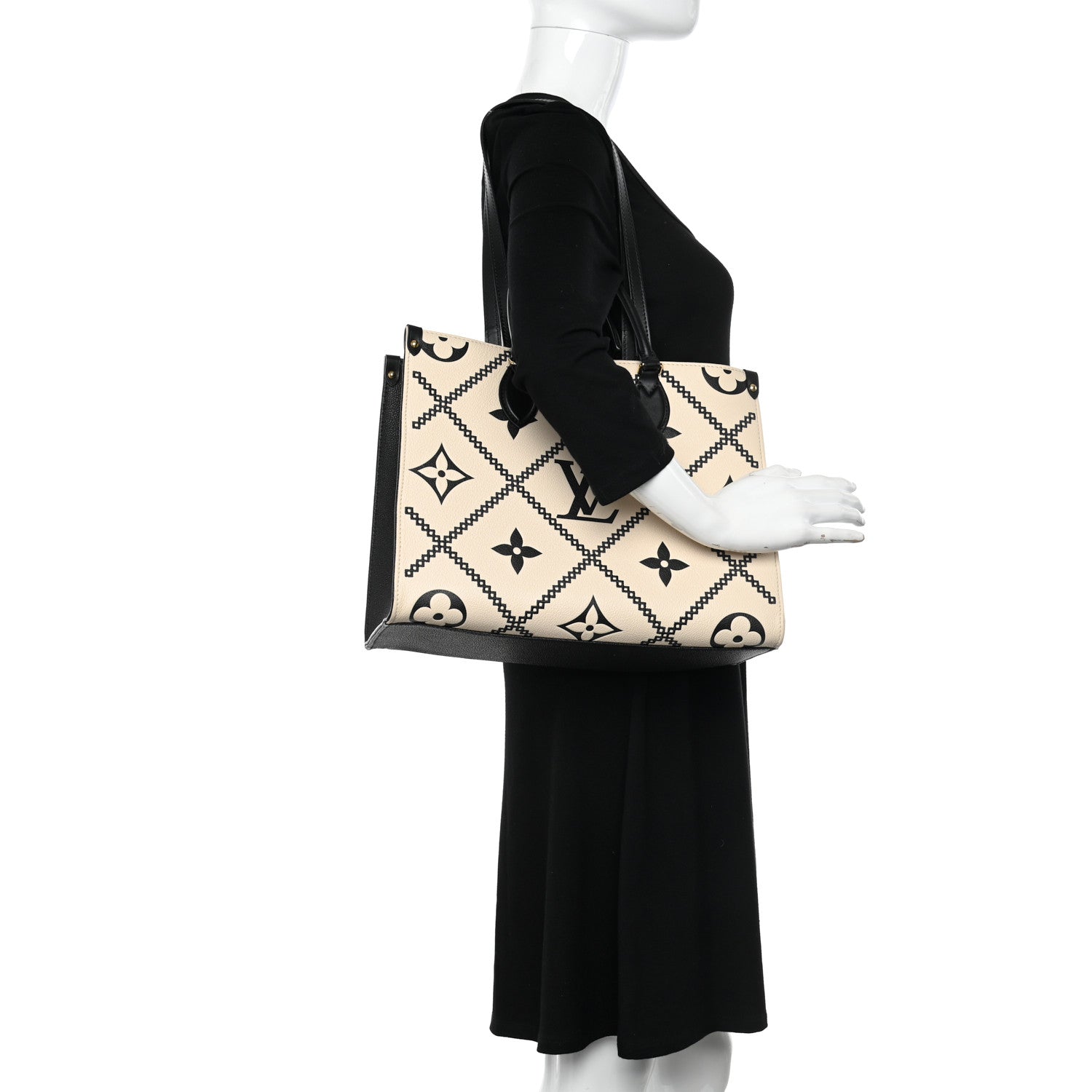 Louis Vuitton Empreinte Monogram Giant Broderies Onthego MM Cream Black 2 of 10