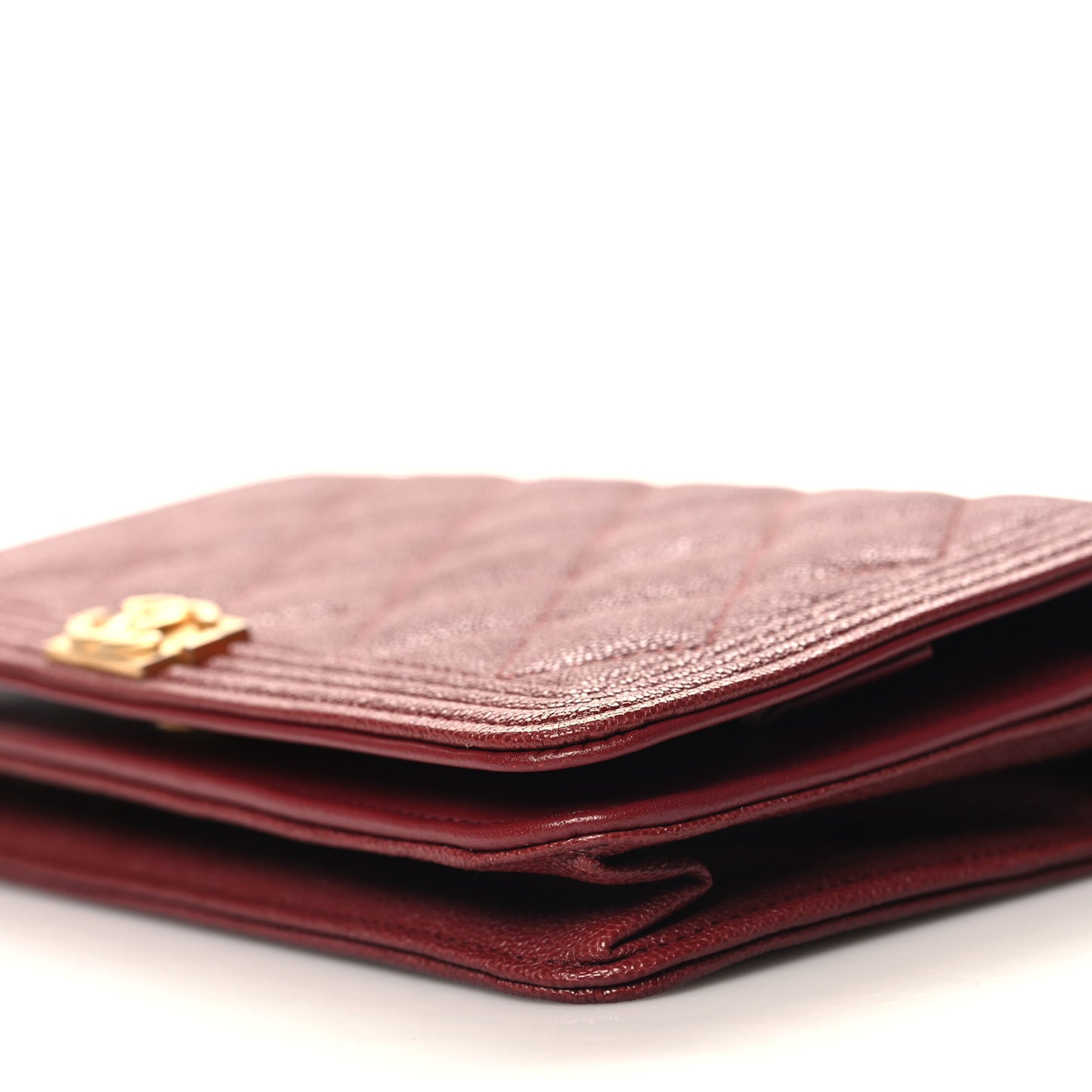 Caviar Quilted Boy Wallet On Chain WOC Burgundy