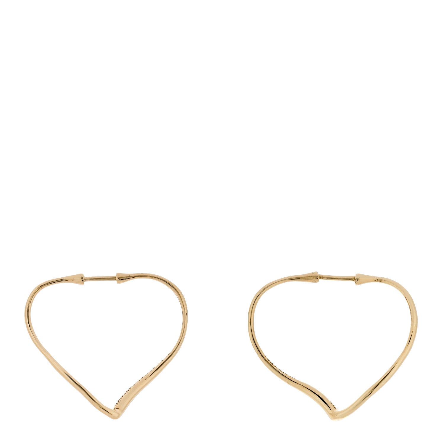 Tiffany 18K Yellow Gold Small Elsa Peretti Open Heart Hoop Earrings 3 of 7