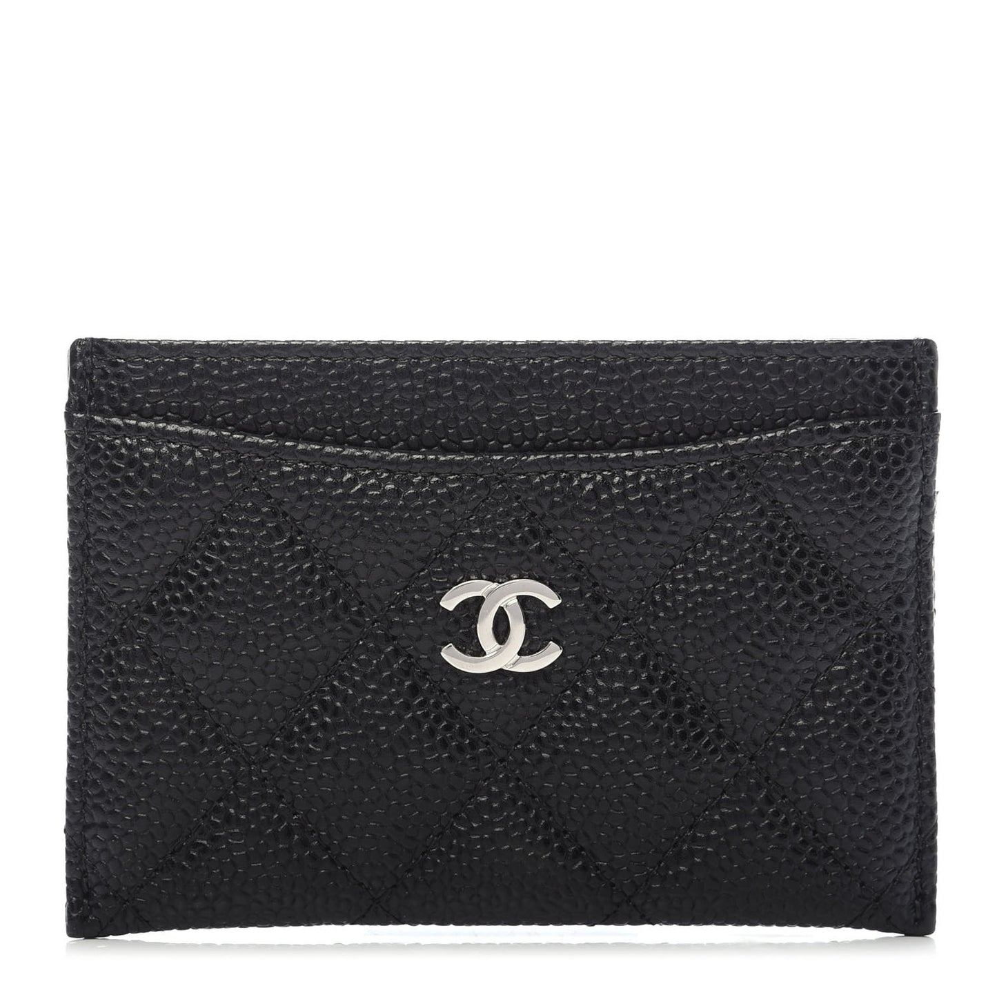 Caviar Quilted Card Holder Black