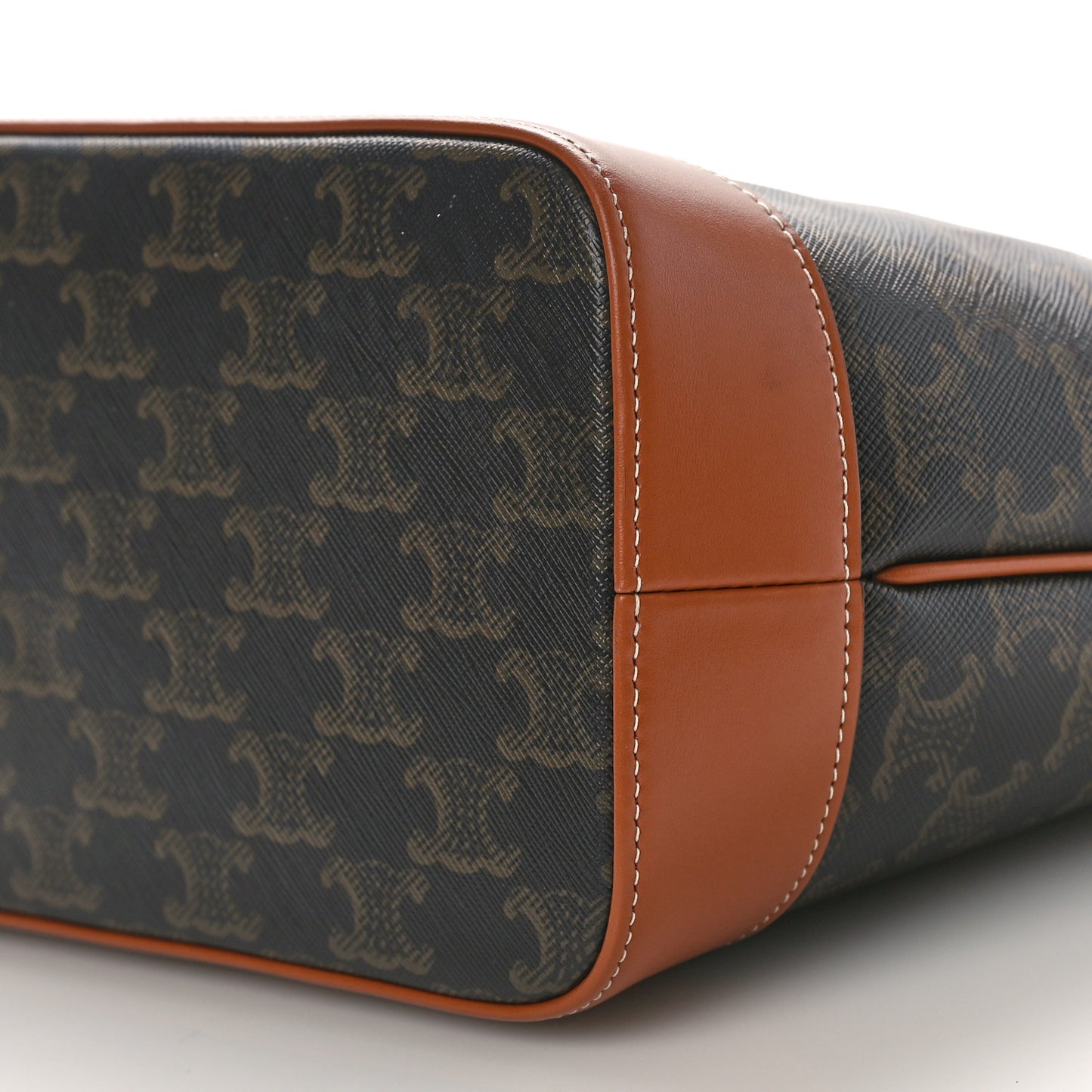 Triomphe Canvas Calfskin Small Cabas Bag Tan