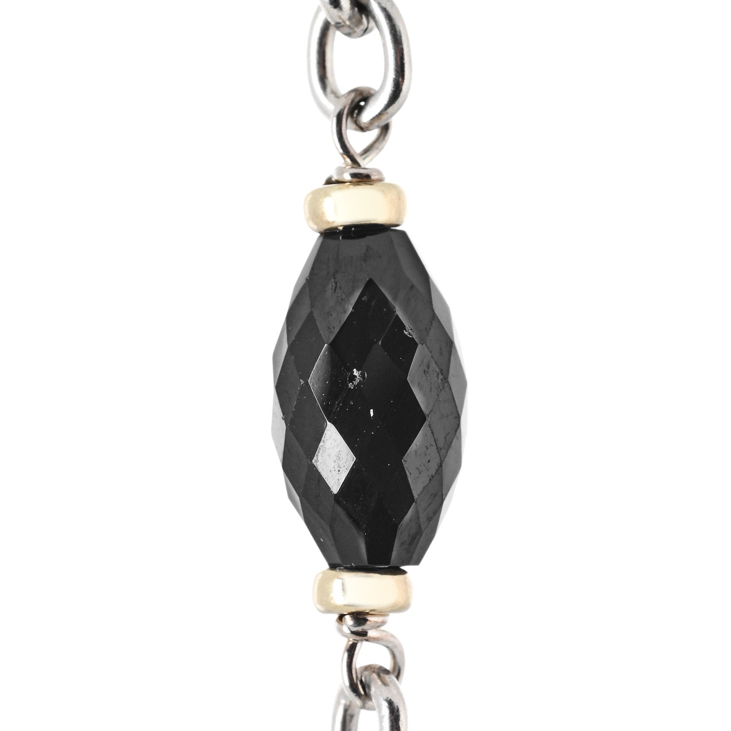 David Yurman Sterling Silver 18K Yellow Gold Black Onyx Figaro Chain Necklace 72" 5 of 5