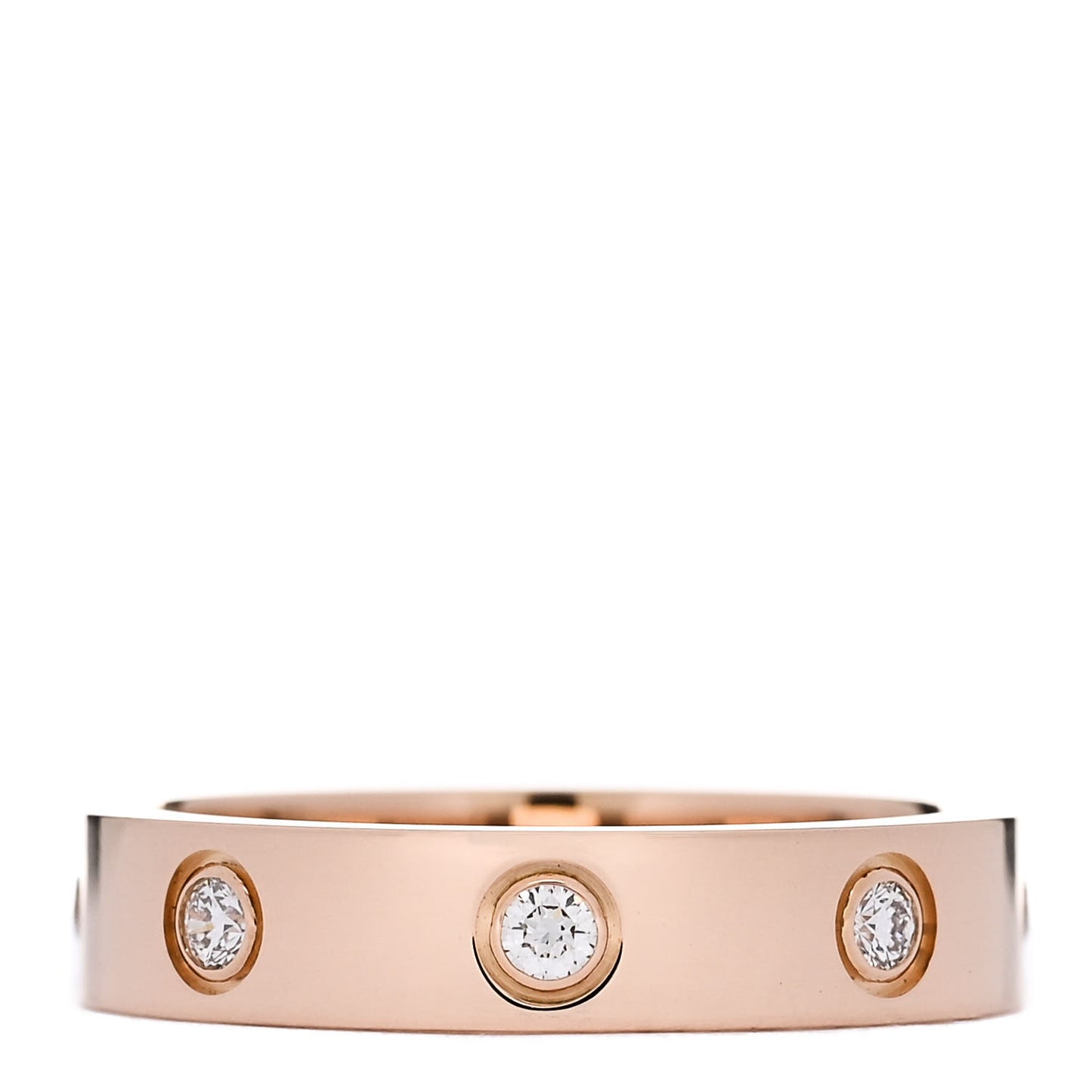 18K Pink Gold 8 Diamond 4mm LOVE Wedding Band Ring 51 5.75