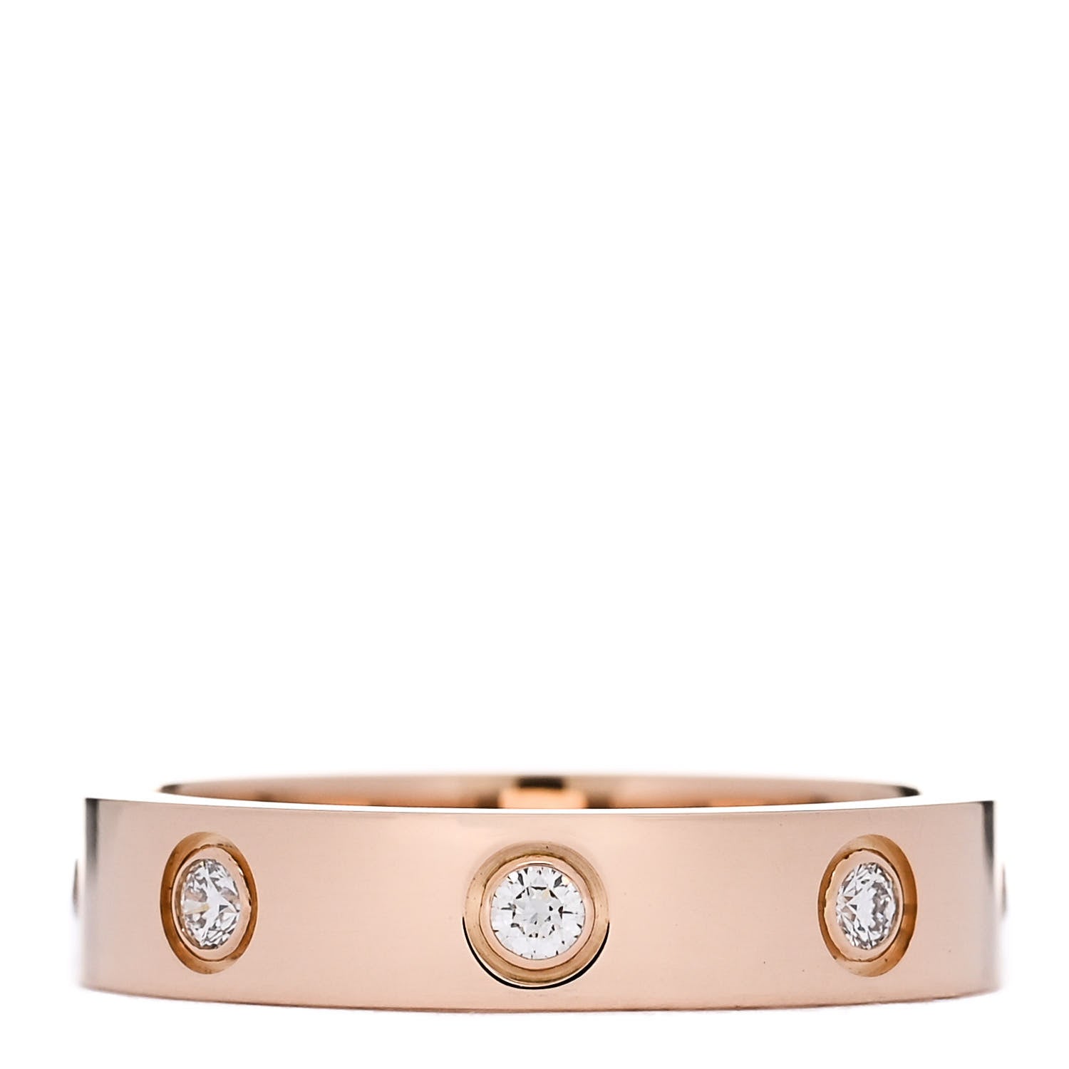 Cartier 18K Pink Gold 8 Diamond 4mm LOVE Wedding Band Ring 51 5.75 3 of 5