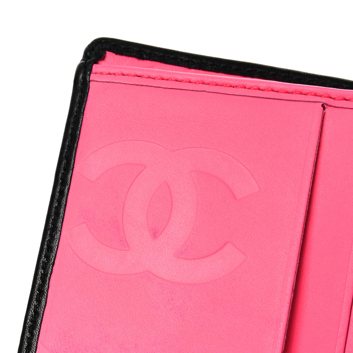 Calfskin Quilted Cambon Bi-fold Wallet Black White