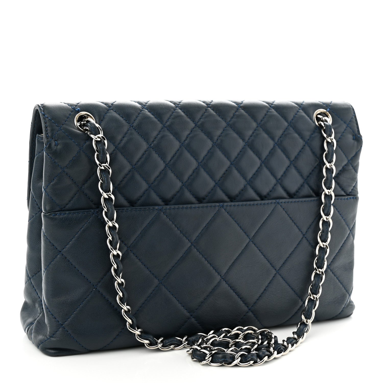 Chanel Calfskin Quilted In The Business Flap Dark Navy Blue 3 of 11