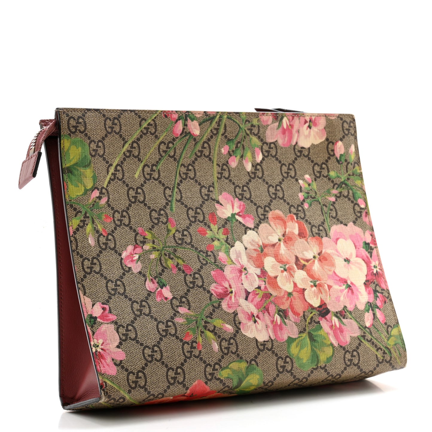 GG Supreme Monogram Blooms Large Cosmetic Case Beige Multicolor Dry Rose