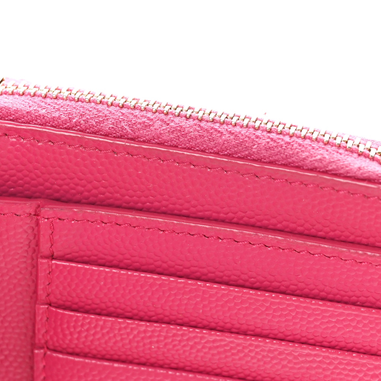 Grain De Poudre Matelasse Chevron Monogram Compact Zip Around Wallet Fuxia Couture