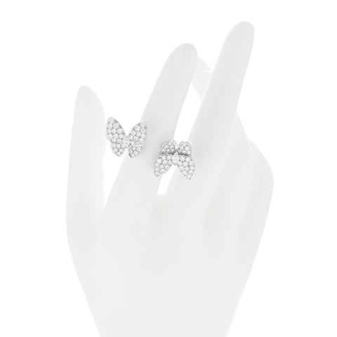 18K White Gold Diamond Two Butterfly Between The Finger Ring 49 5