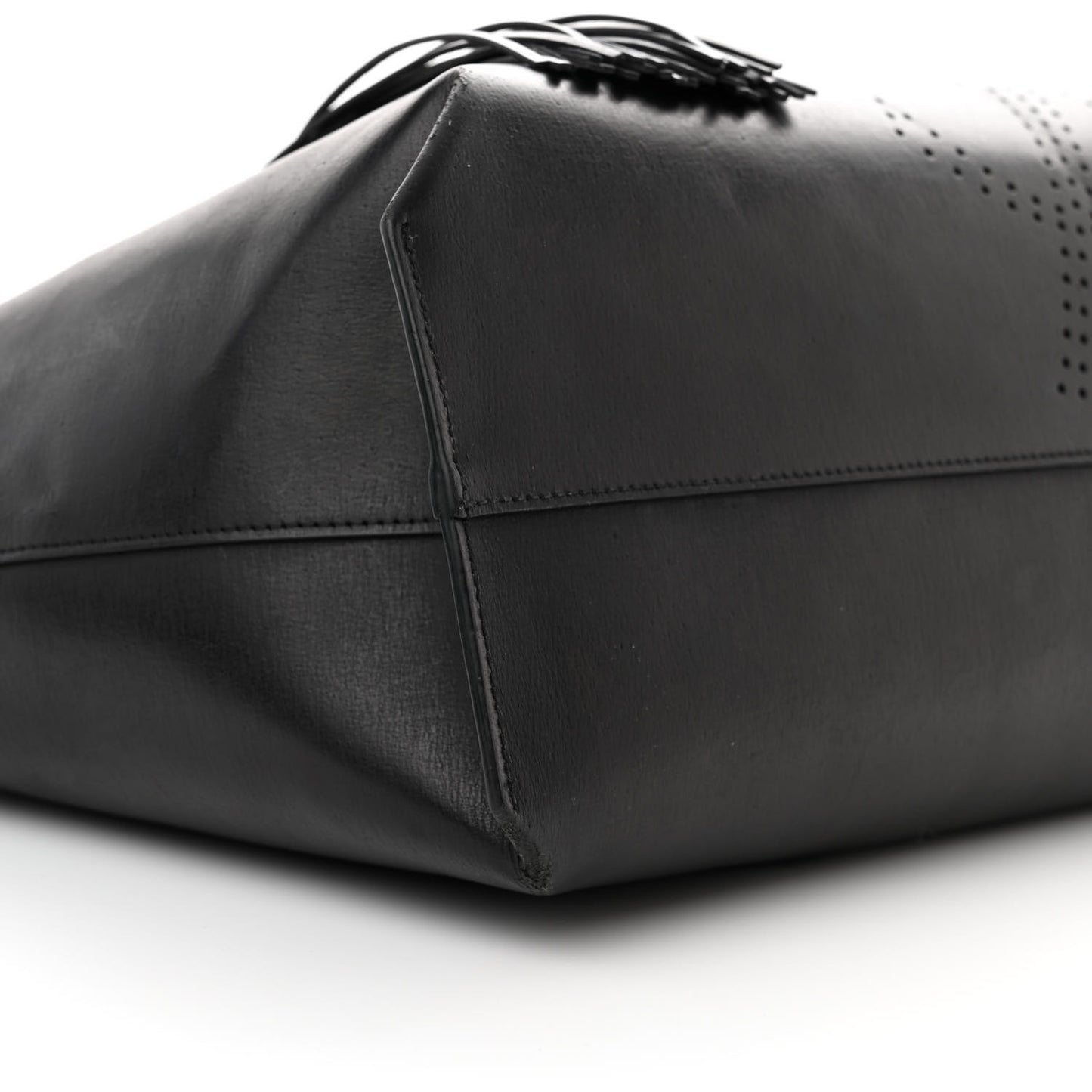 Vintage Calfskin Perforated East West Shopping Tote Black
