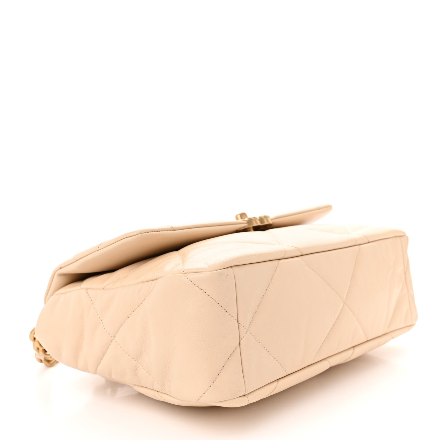 Goatskin Quilted Large Chanel 19 Flap Beige