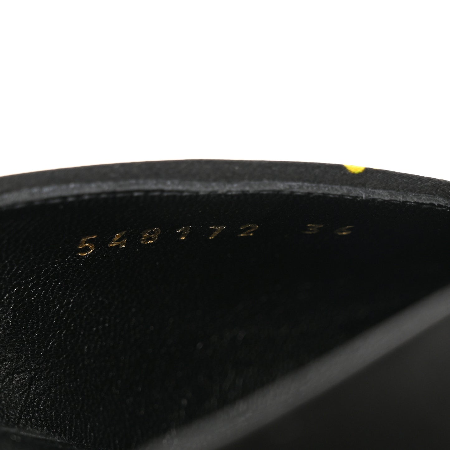 Crepe Satin BB Printed Pointy Toe Knife Flat 40mm Mules 36 Black Yellow Fluo