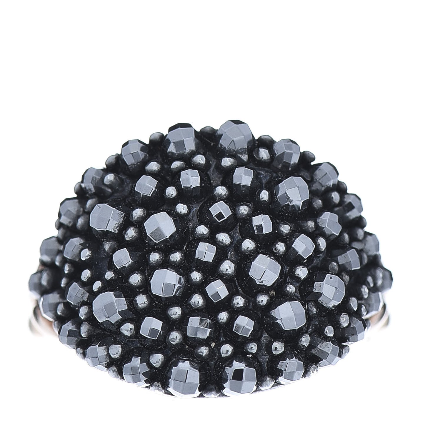 Sterling Silver 18K Rose Gold Hematite Berries Pinky Ring 49 5