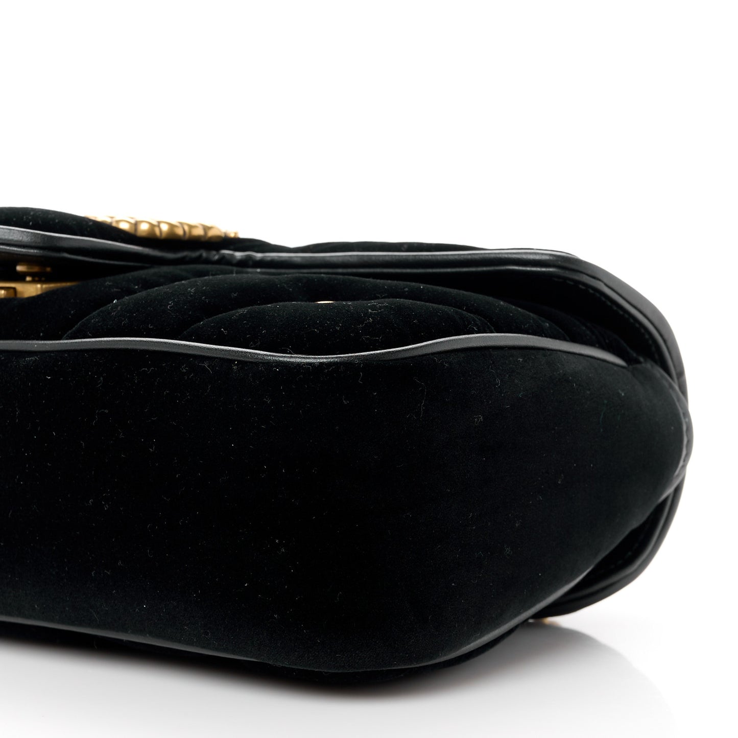Velvet Matelasse Double G Studs Small Torchon GG Marmont Shoulder Bag Black