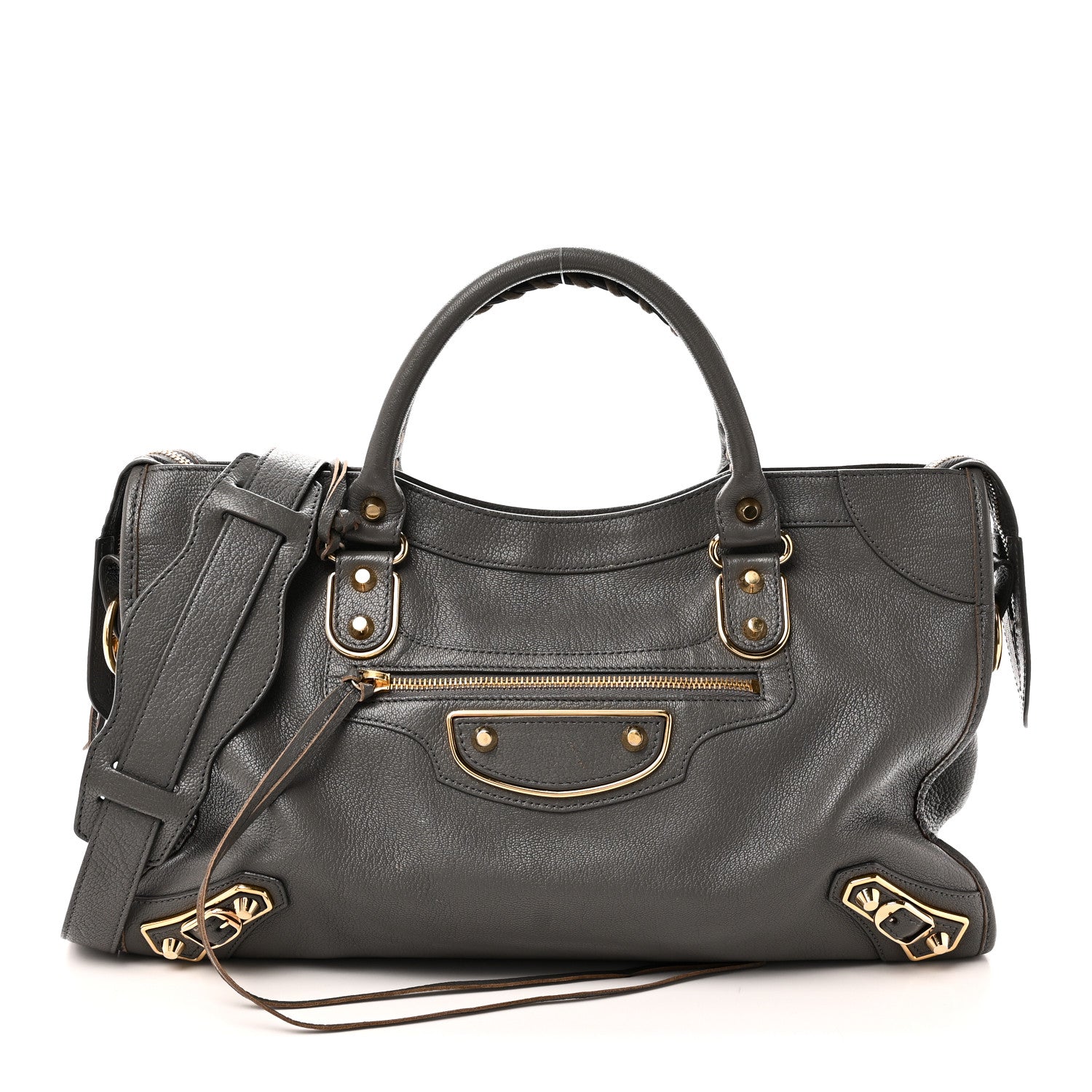 Balenciaga Chevre Gold Metallic Edge Hardware City Gris Acier