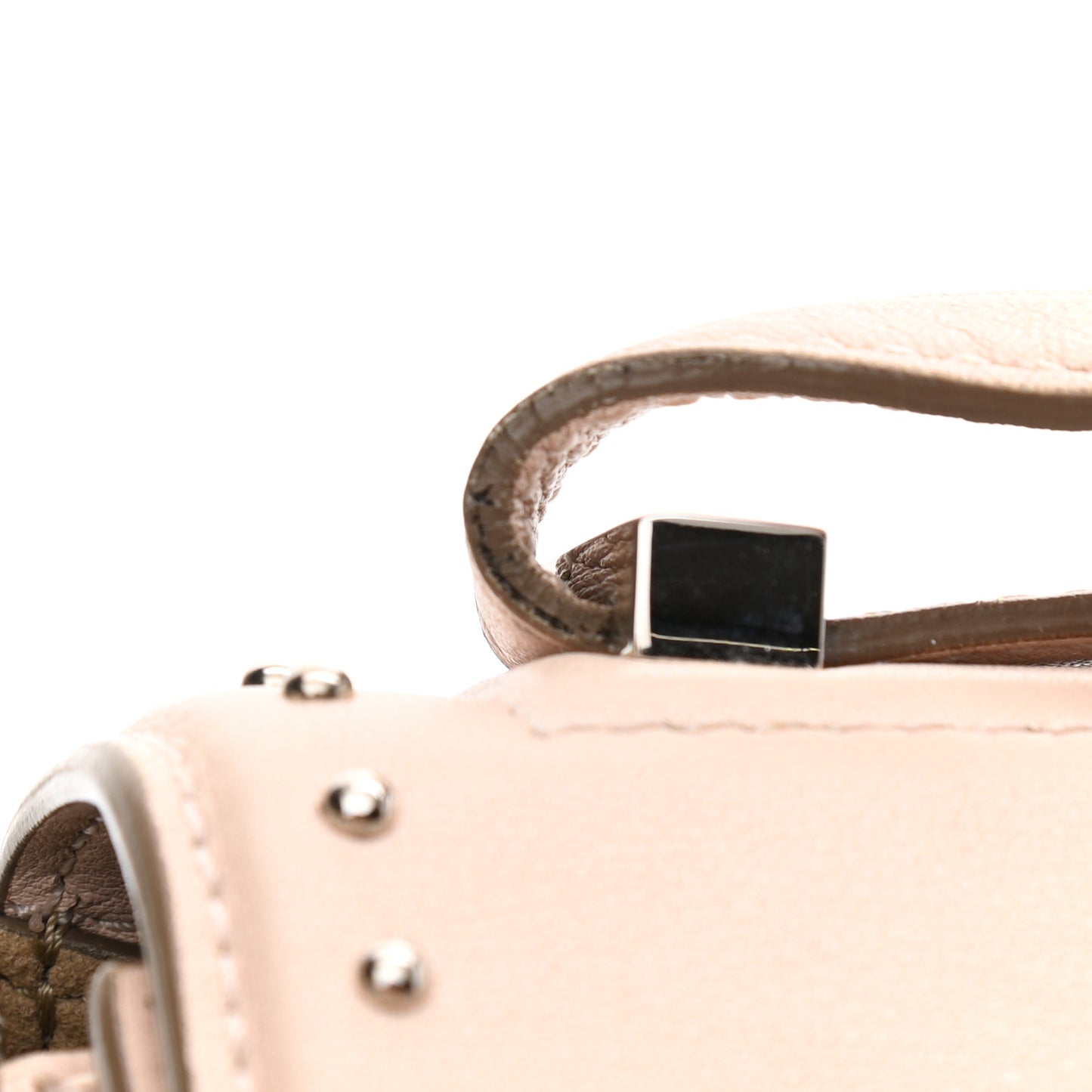Calfskin Studded Mini Pandora Box Crossbody Bag Nude Pink