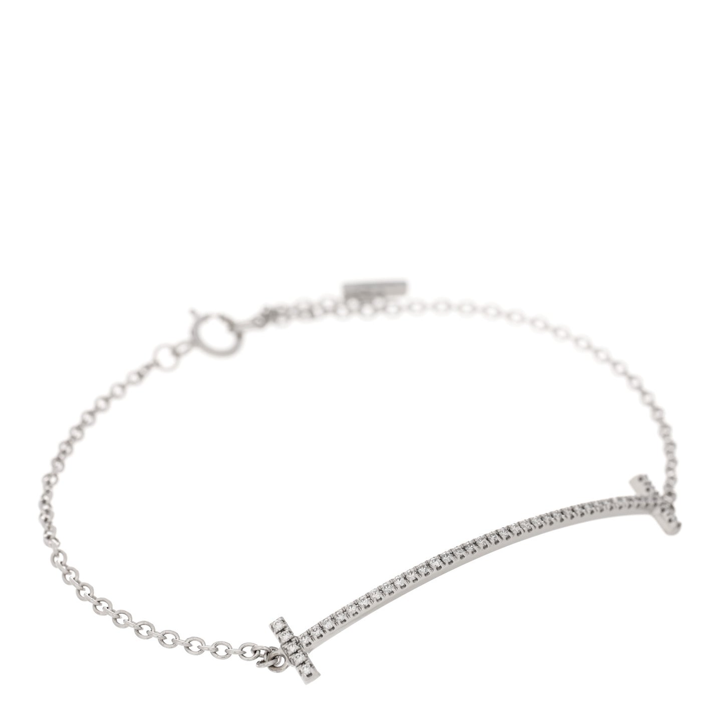 18K White Gold Diamond T Smile Bracelet