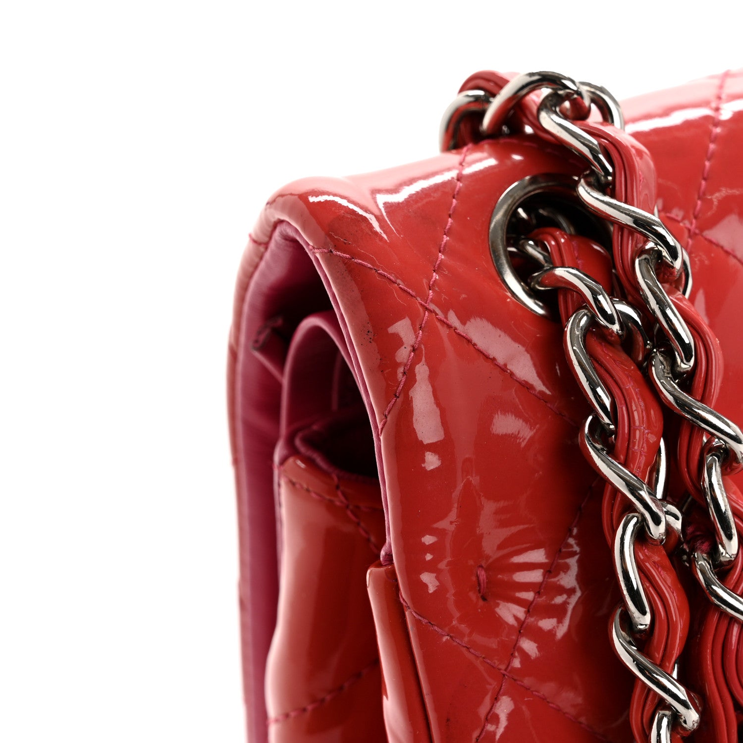 Chanel Patent Quilted Jumbo Double Flap Pink 13 of 16