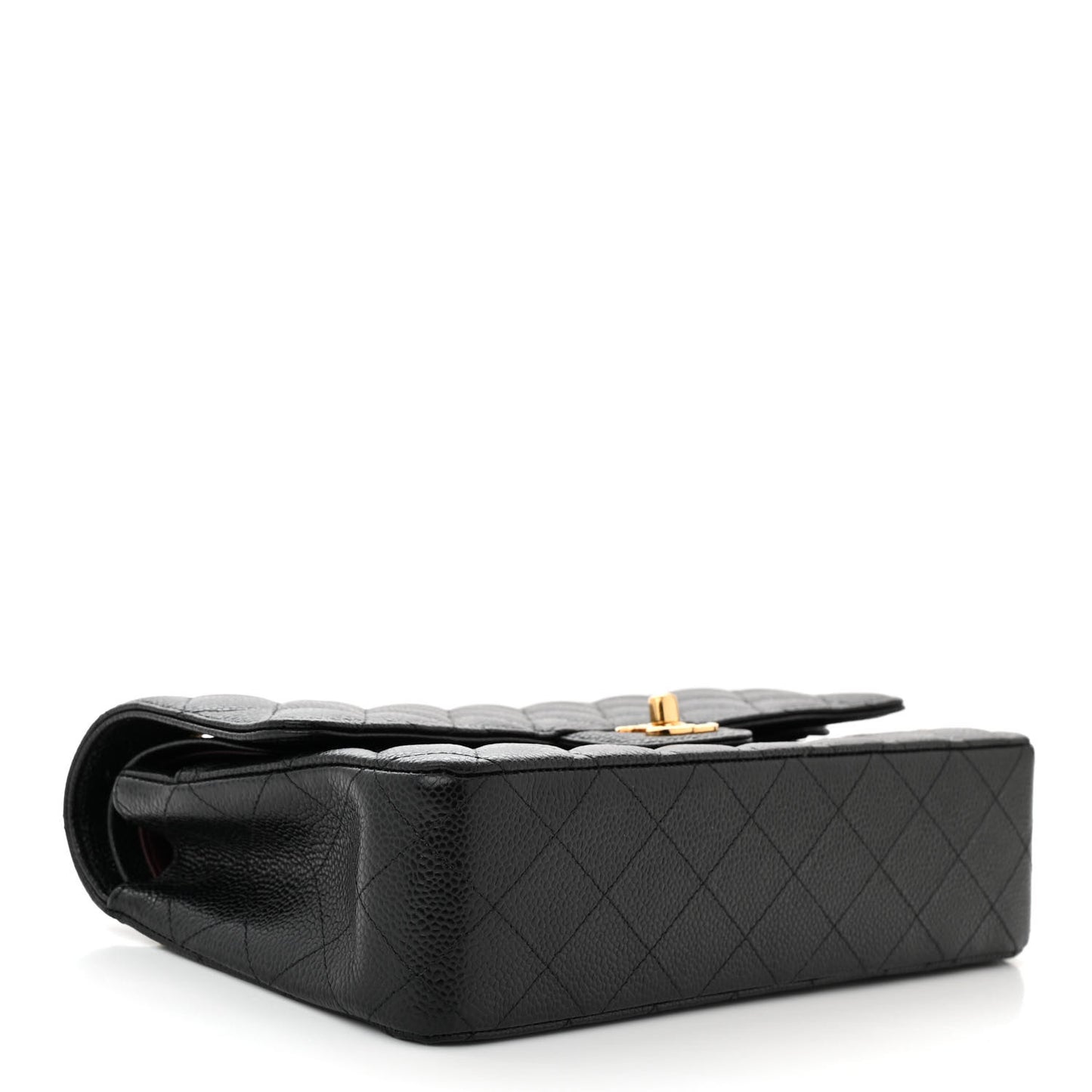 Caviar Quilted Medium Double Flap Black