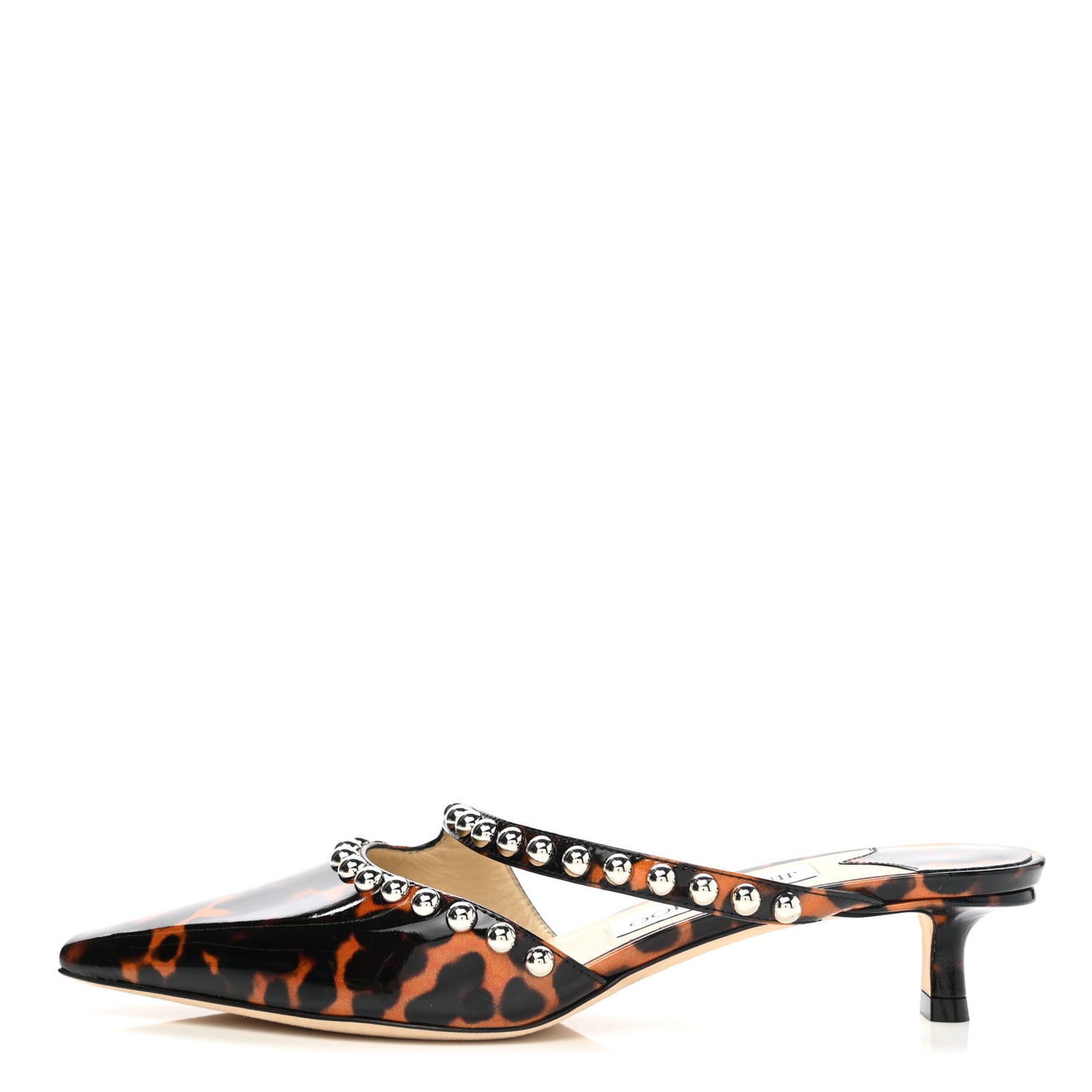 Patent Leopard Print Embellished Ros 35 Pumps 37 Cognac
