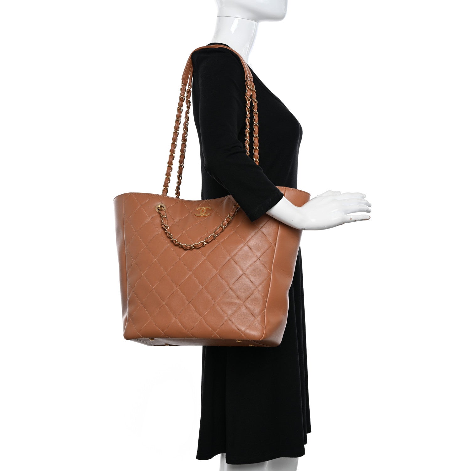 Chanel Calfskin Stitched Large Shopping Bag Brown 2 of 12