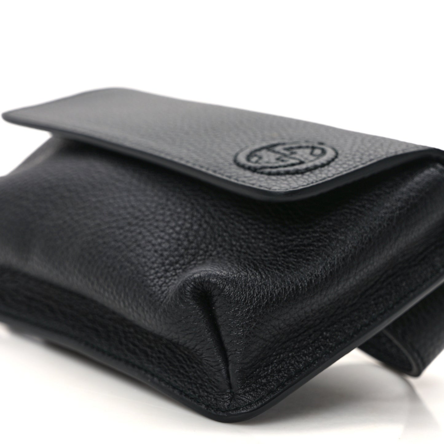 Pebbled Calfskin Soho Flap Belt Bag Black