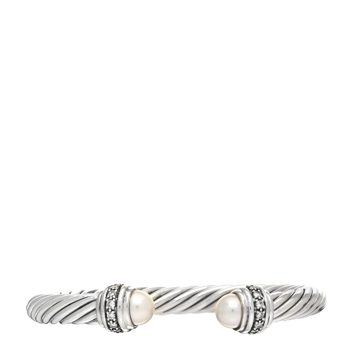 Sterling Silver Diamond Pearl 7mm Cable Classics Bracelet
