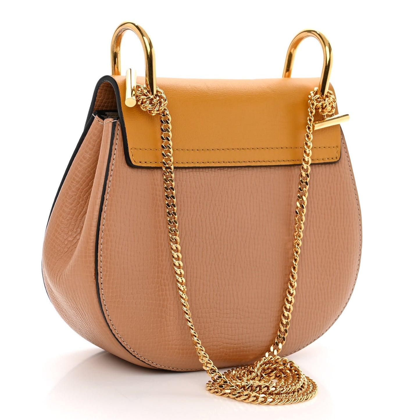 Grained Calfskin Lambskin Mini Drew Shoulder Bag Wet Sand Sunflower