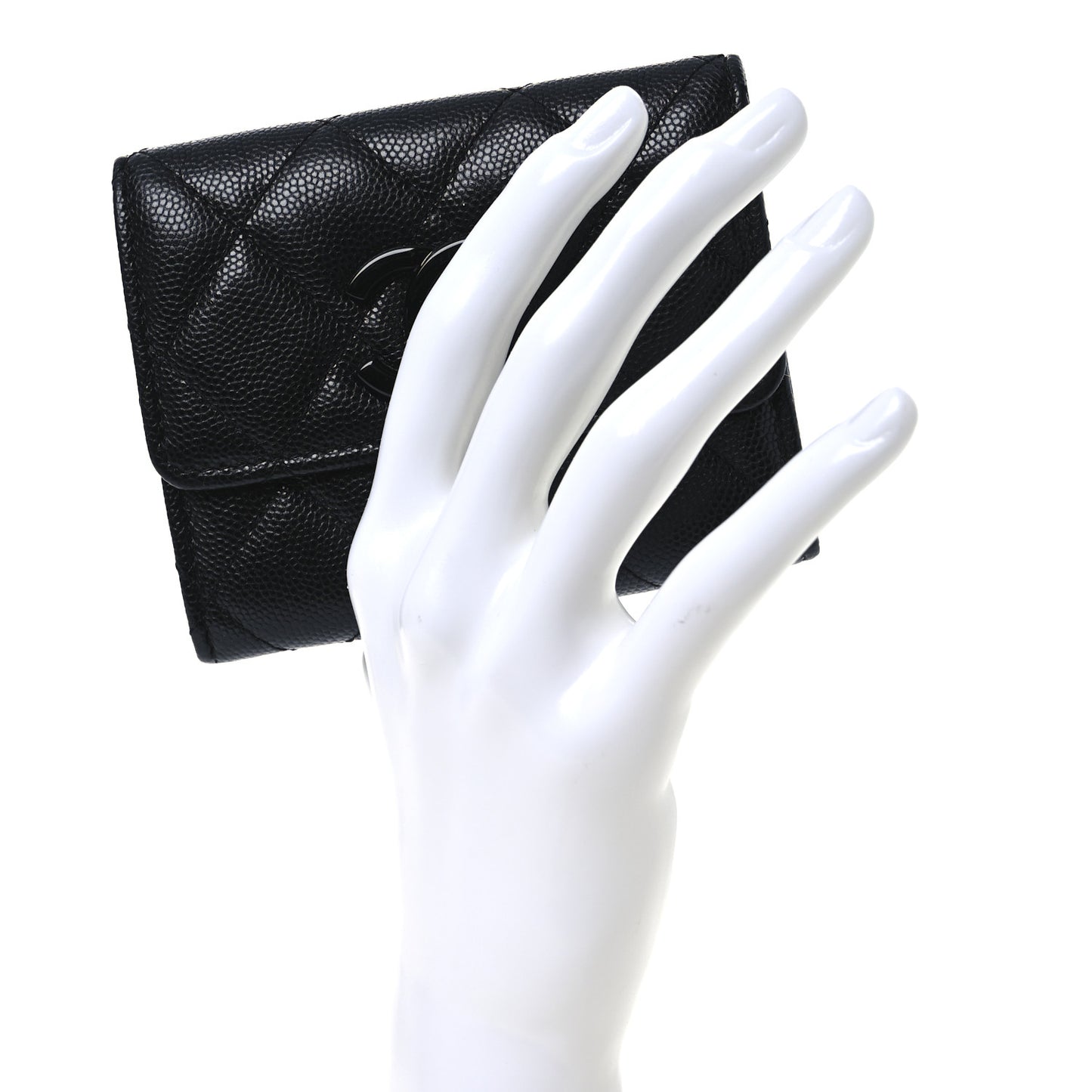Caviar Quilted Flap Card Holder So Black