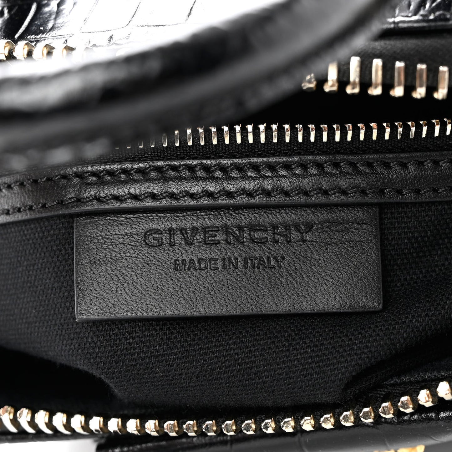 Calfskin Crocodile Embossed Mini Antigona Black