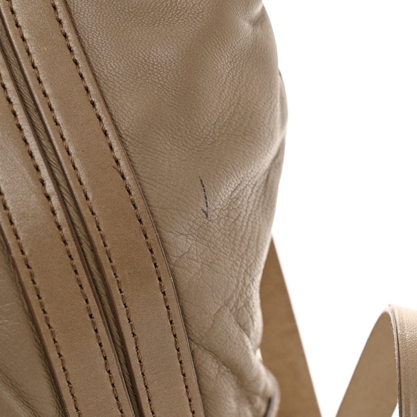 Lambskin Whipstitch Medium Tote Beige