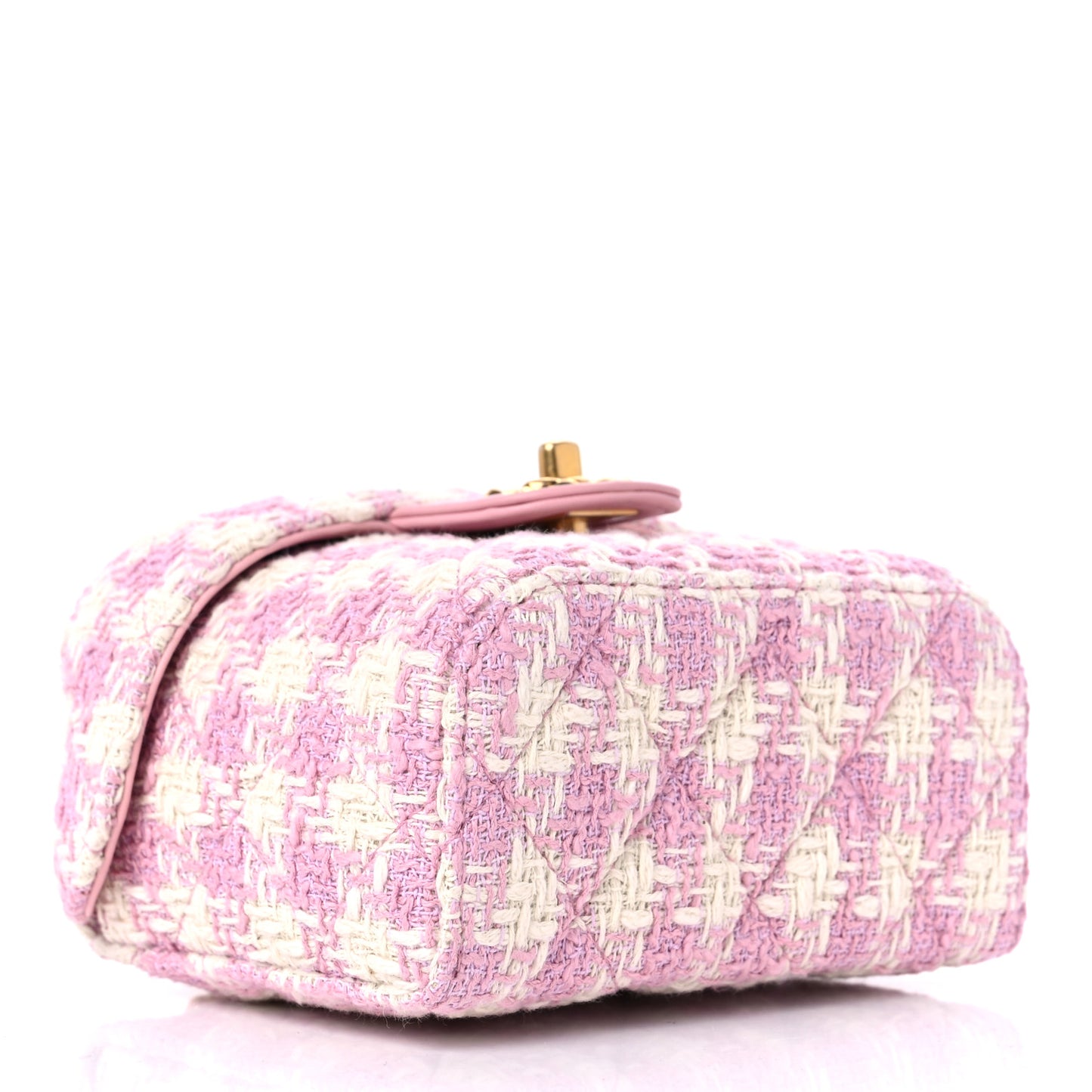 Tweed Handle Crush Small Vanity Case Pink Ecru