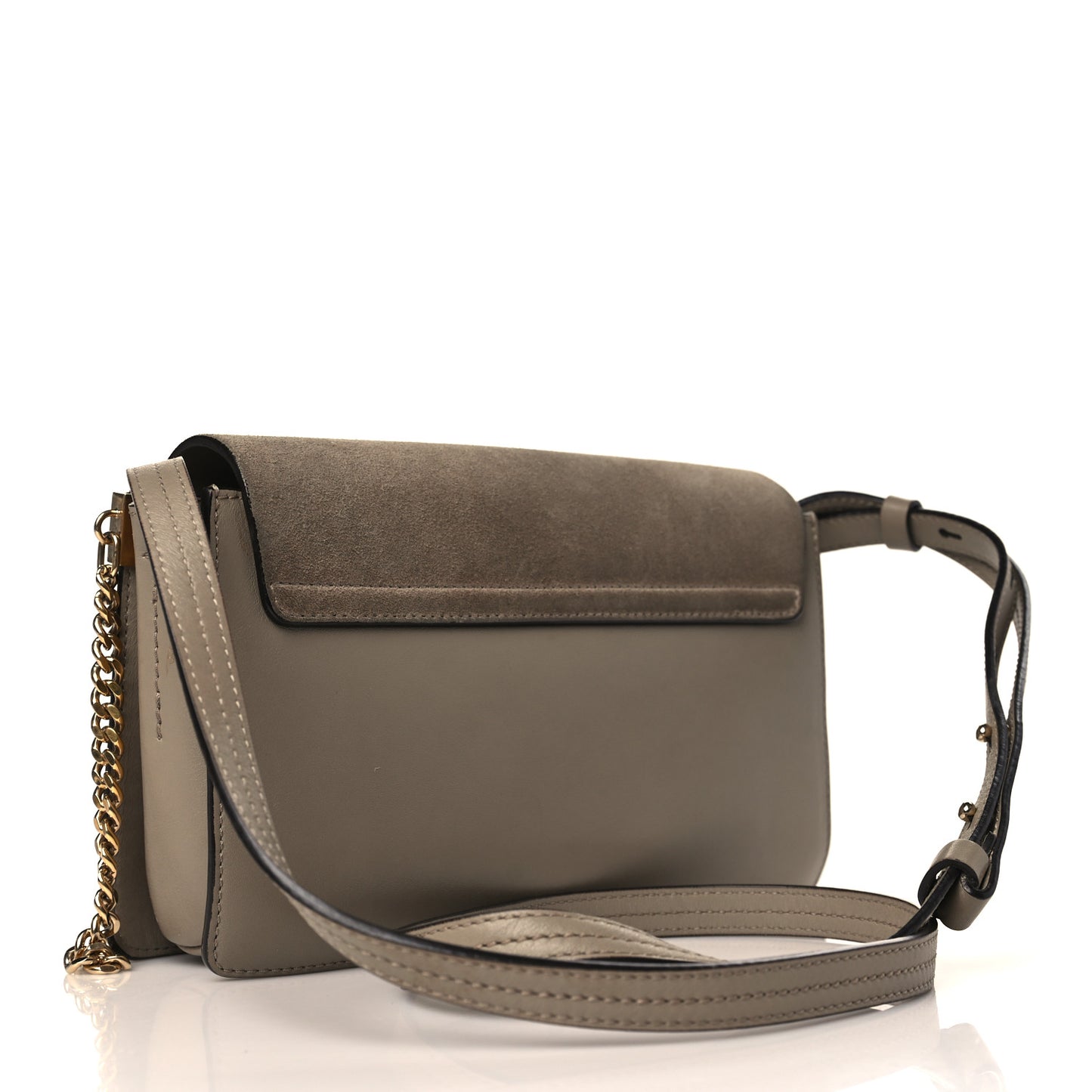 Suede Calfskin Small Faye Shoulder Bag Motty Grey