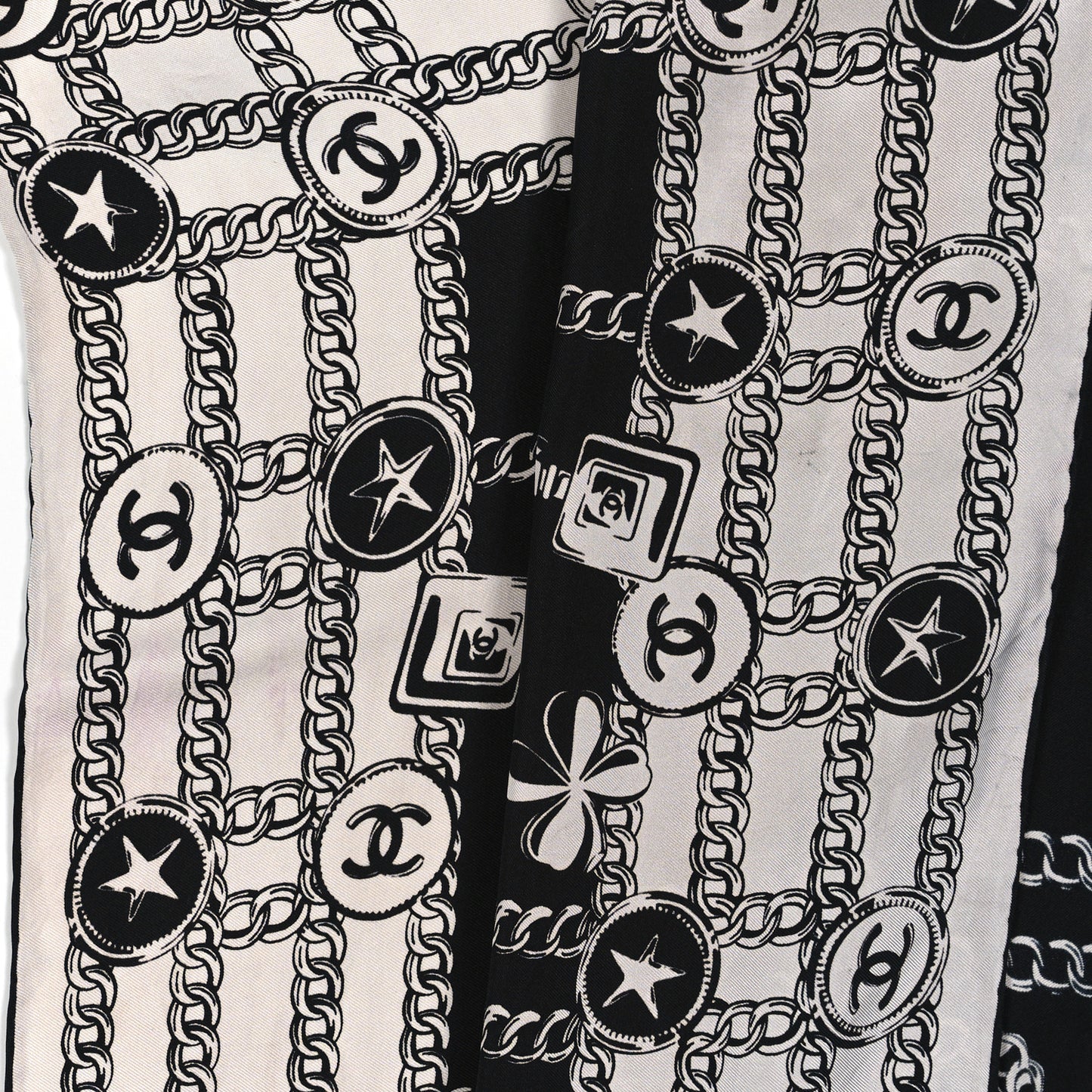Silk CC Square Scarf Black White
