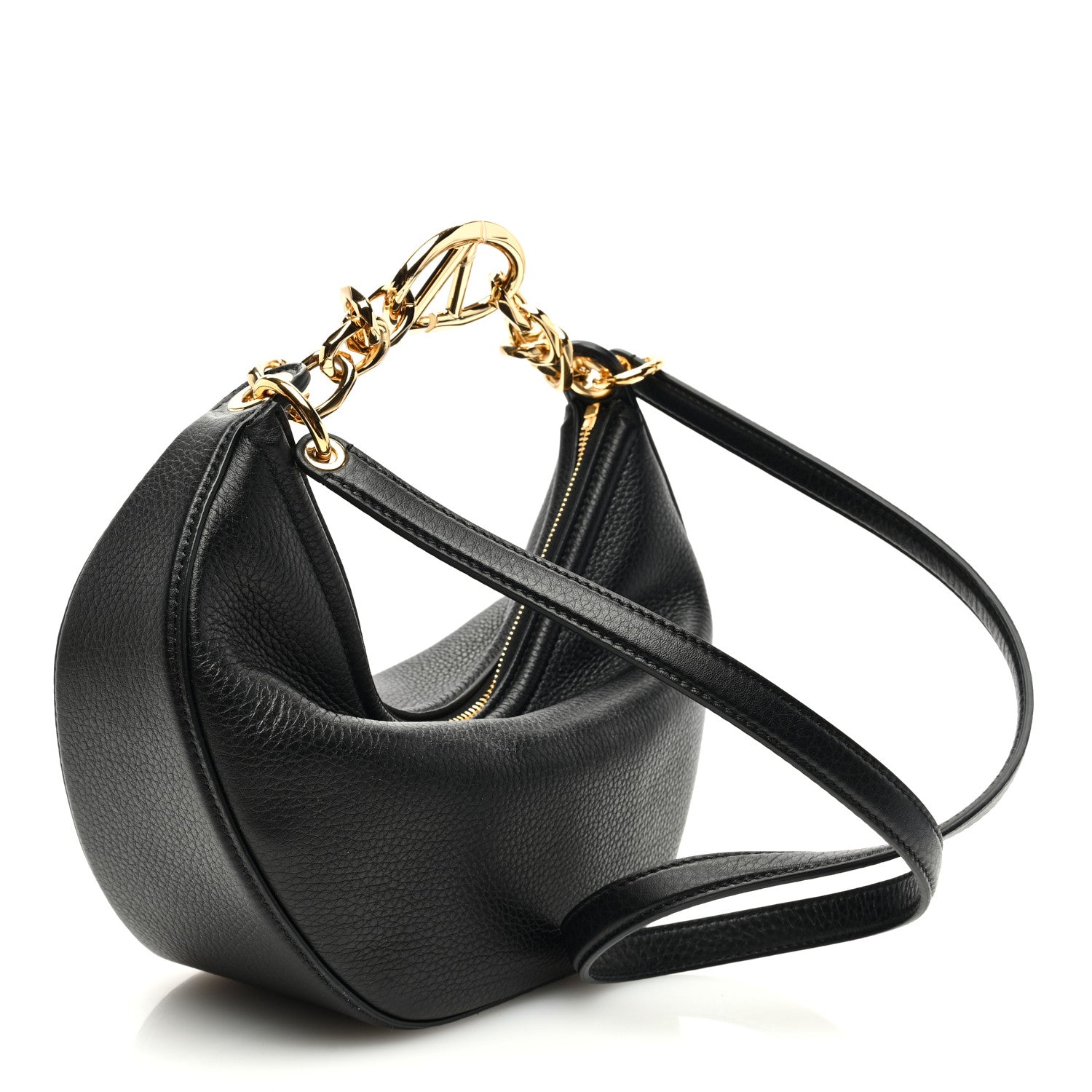 Valentino Garavani Grainy Calfskin Small Vlogo Moon Hobo Bag Black 3 of 9