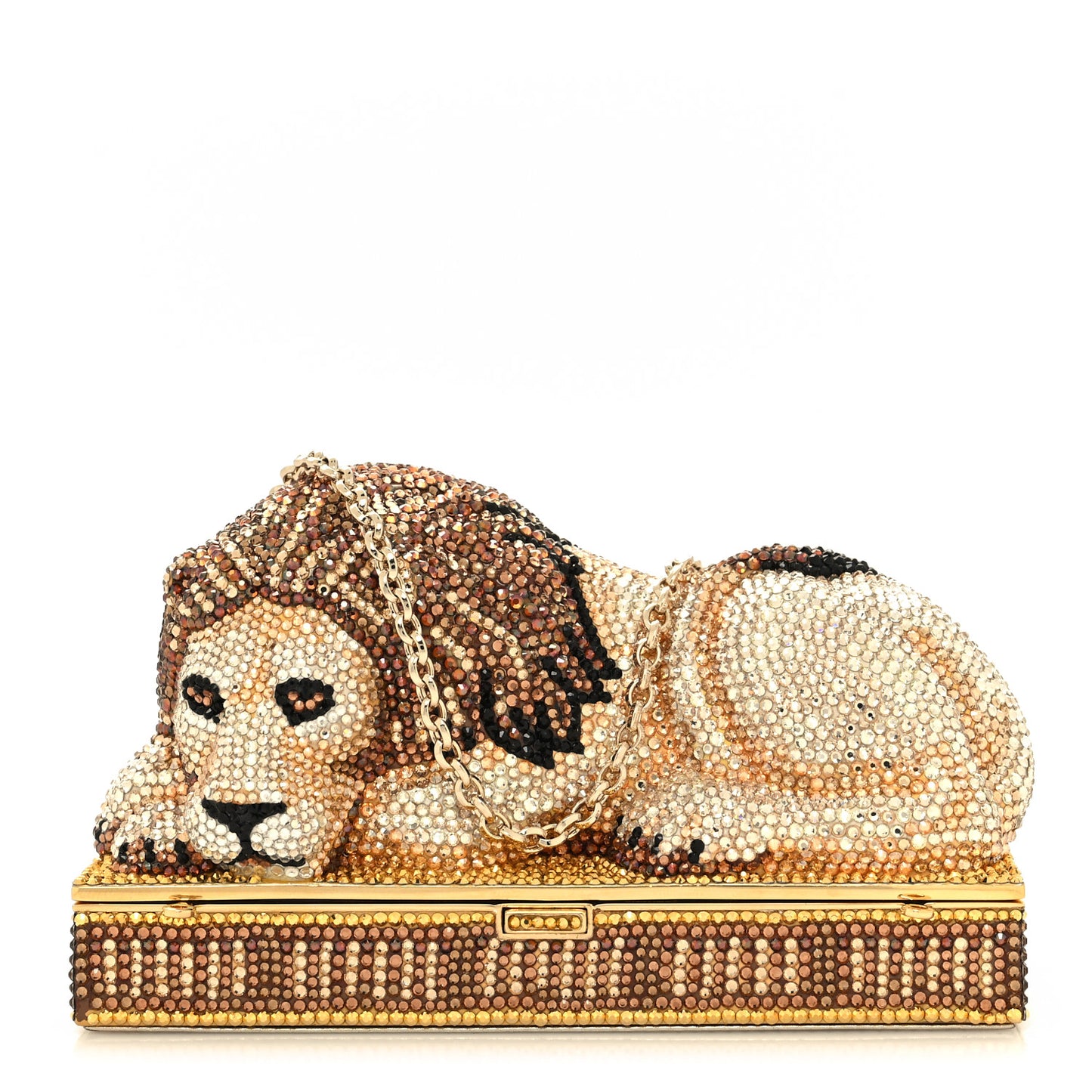 Crystal Lion Pedestal Minaudiere Clutch