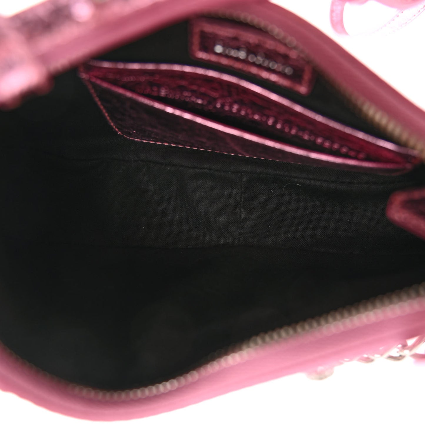 Metallic Agneau Arena Crystal Le Cagole Mini Purse With Chain Met Pink