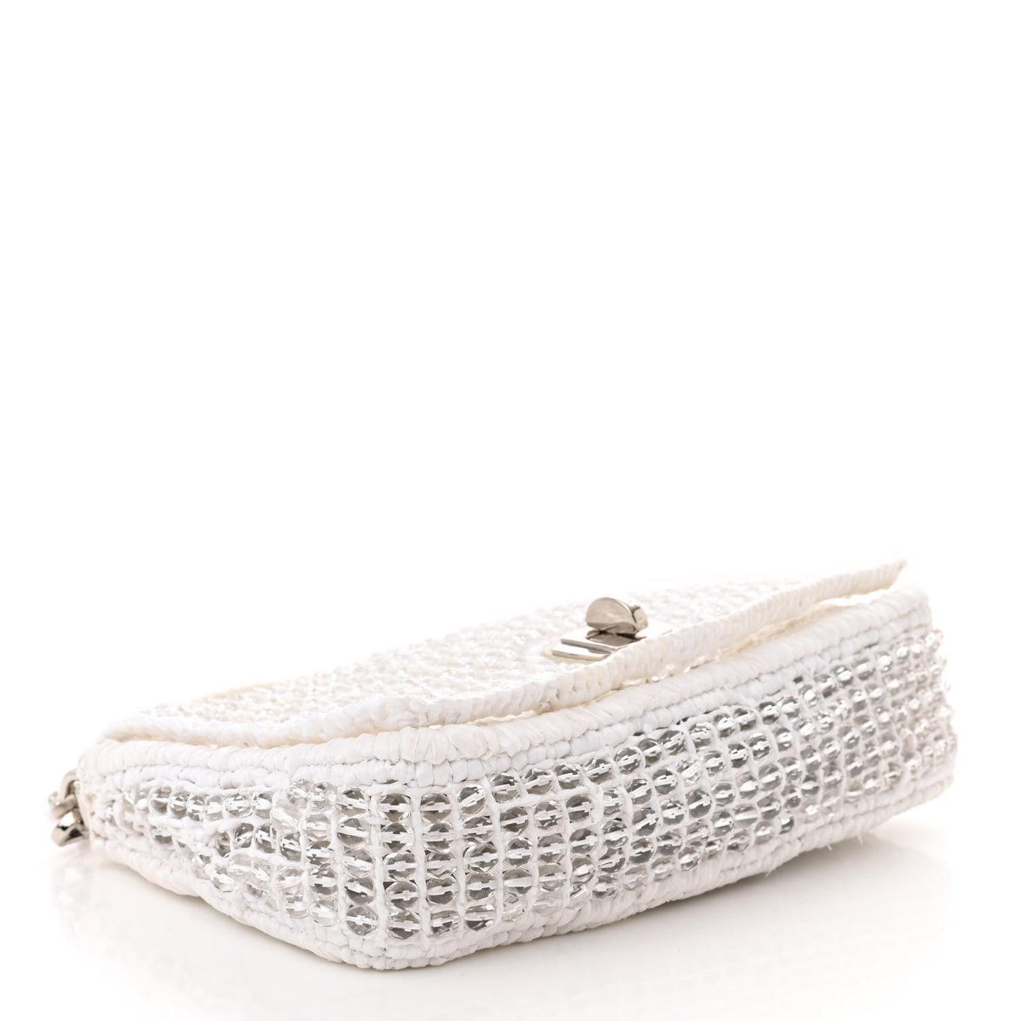 Raffia Beaded Flap Shoulder Flap White