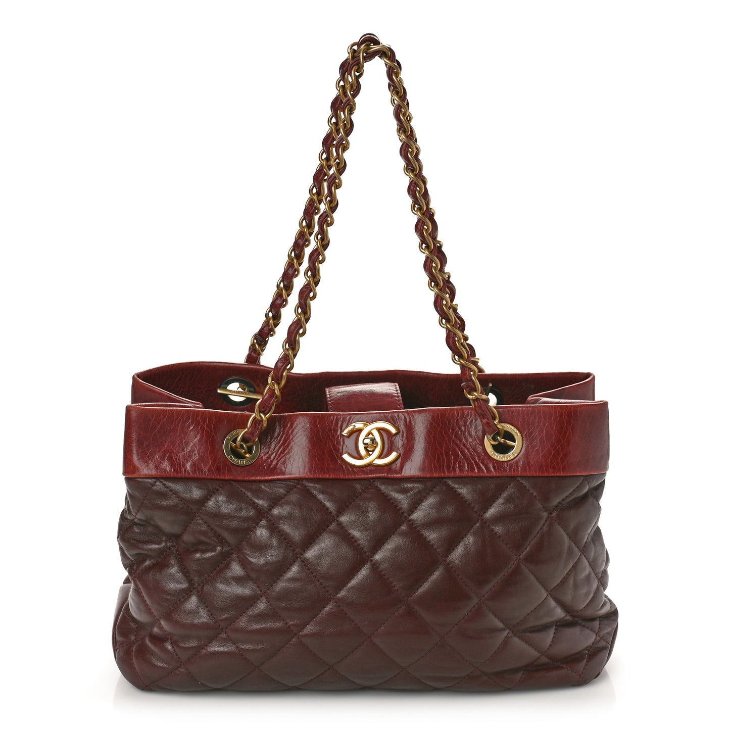 Calfskin Quilted Medium Soft Elegance Tote Burgundy