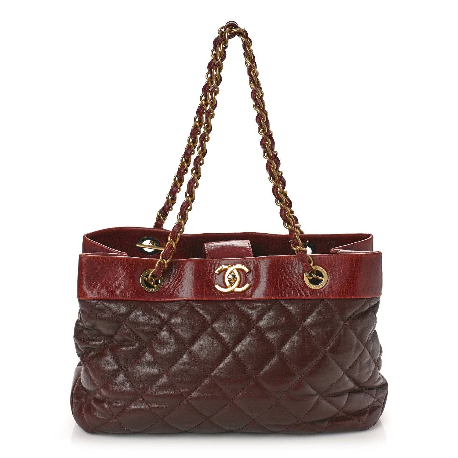 Chanel Calfskin Quilted Medium Soft Elegance Tote Burgundy 1 of 11