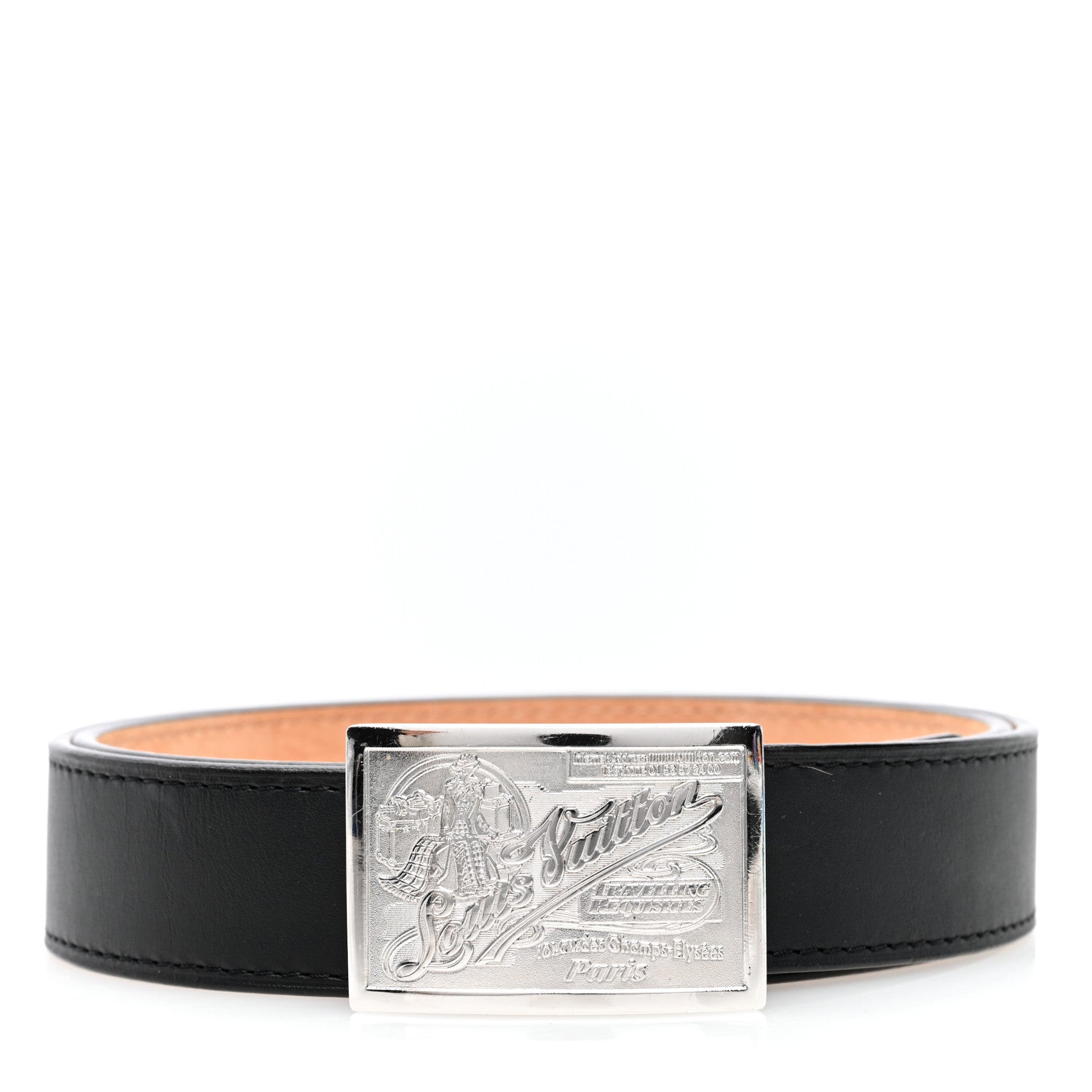 Louis Vuitton Calfskin Jeans Belt 80 32 Black 1 of 6