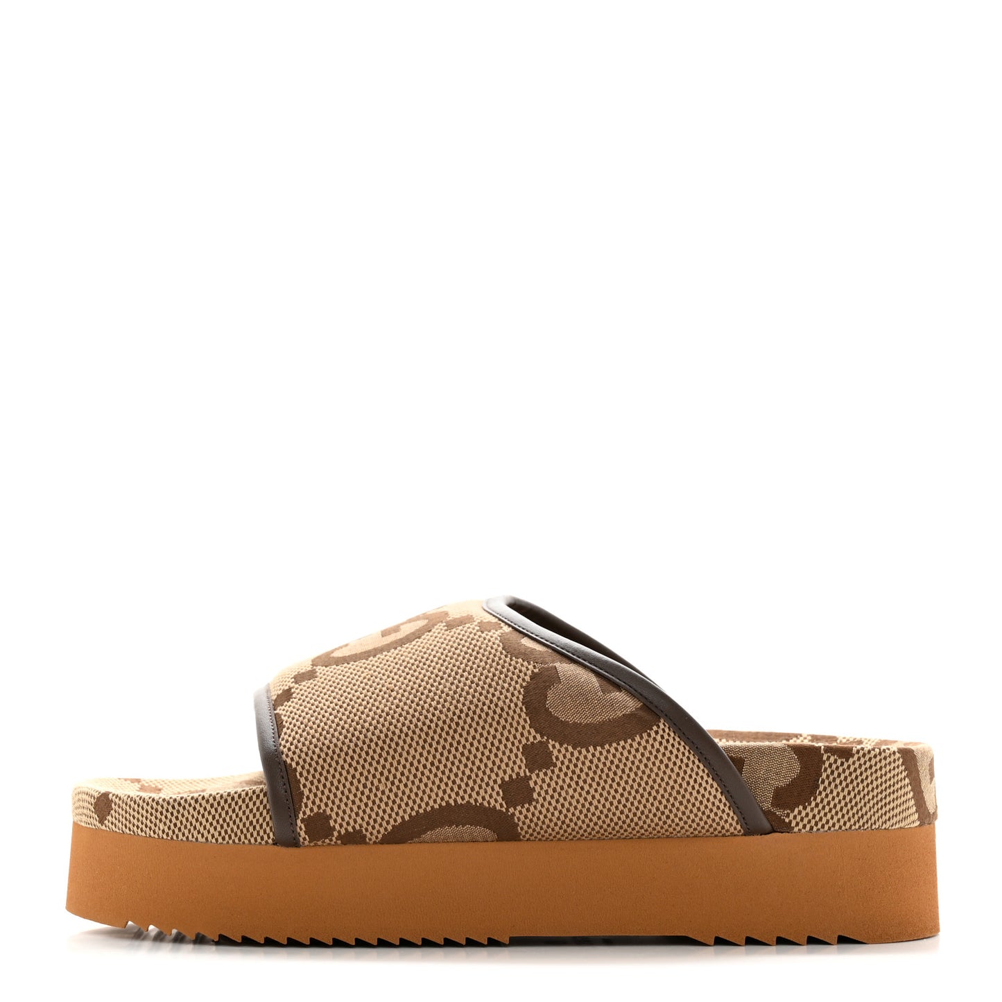 Monogram Jumbo GG Nappa Samoa Platform 40mm Slide Sandals 39 Camel Ebony New Acero