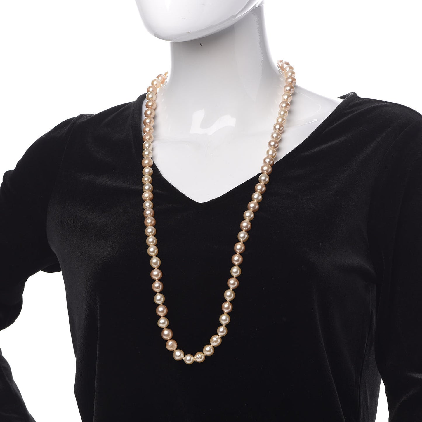 Pearl CC Long Necklace Gold Pink