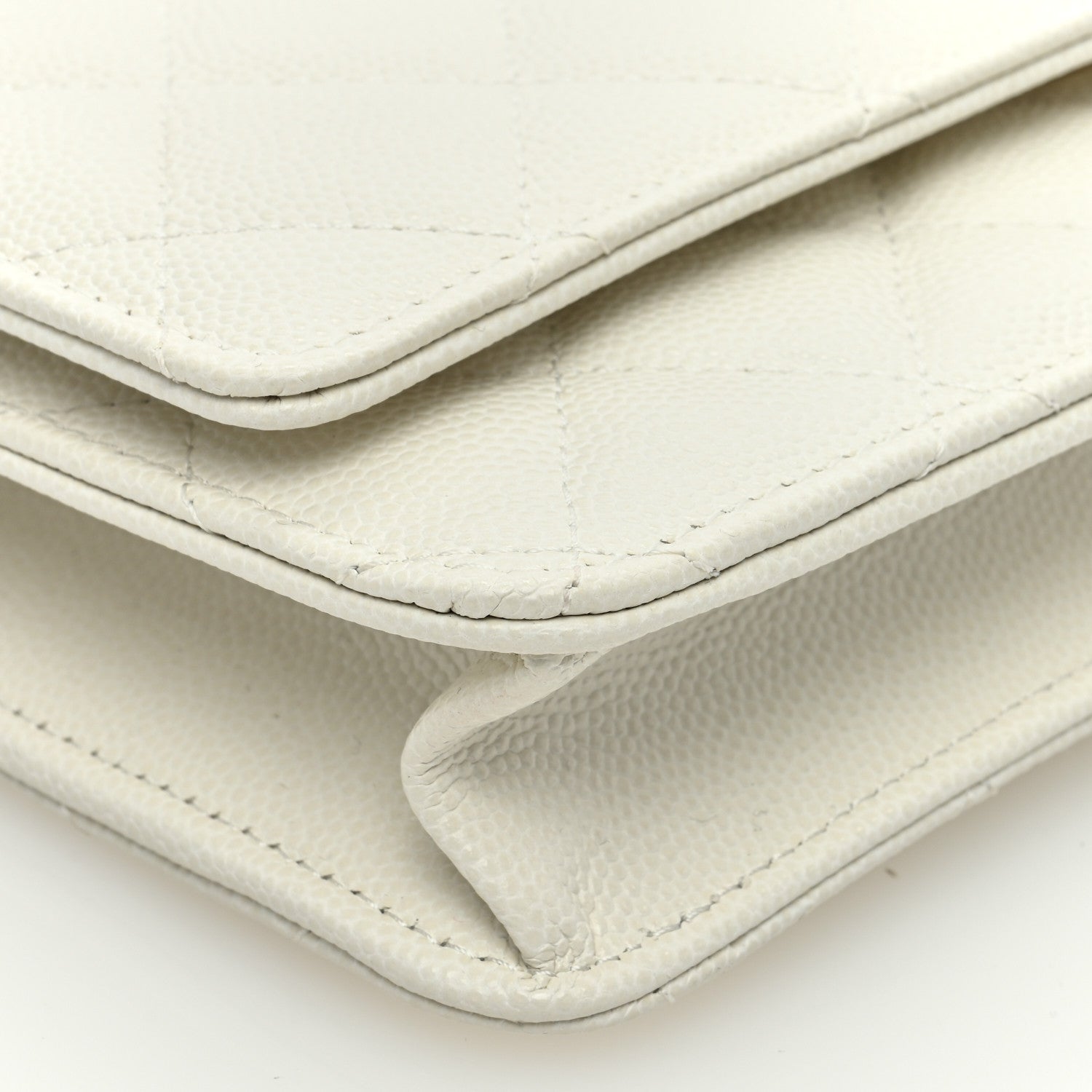 Chanel Caviar Quilted Chain CC Quilted Wallet On Chain WOC White 9 of 11